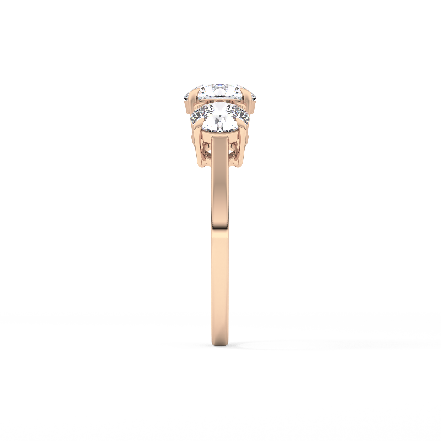 Round Cut 1.03 Carat Moissanite Ring – Three Stones Setting in Gold