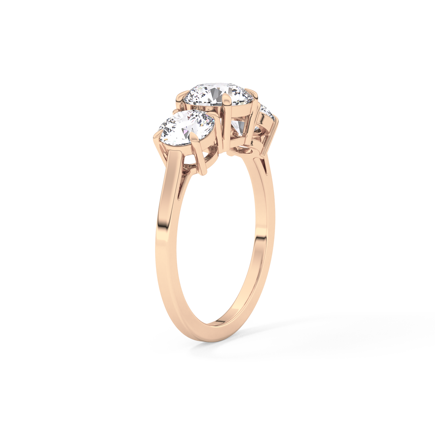 Round Cut 1.03 Carat Moissanite Ring – Three Stones Setting in Gold