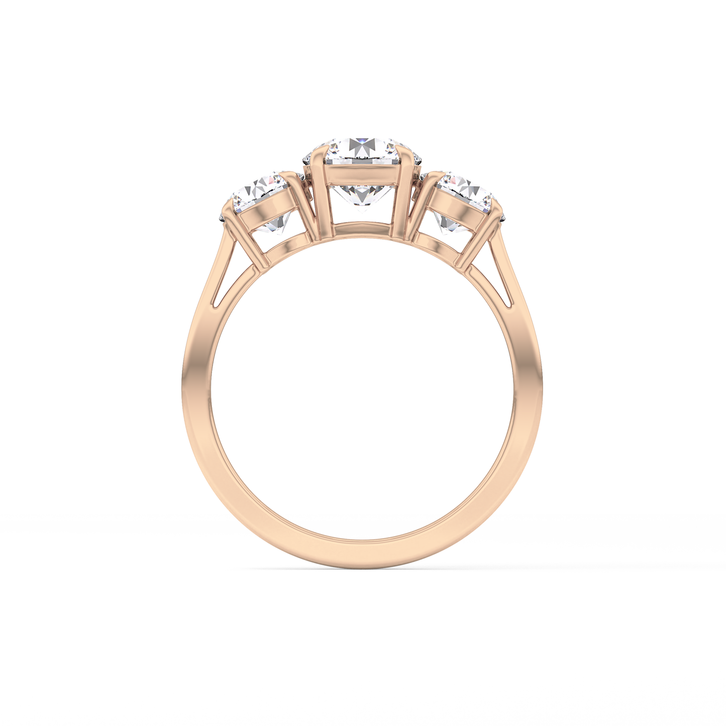 Round Cut 1.03 Carat Moissanite Ring – Three Stones Setting in Gold