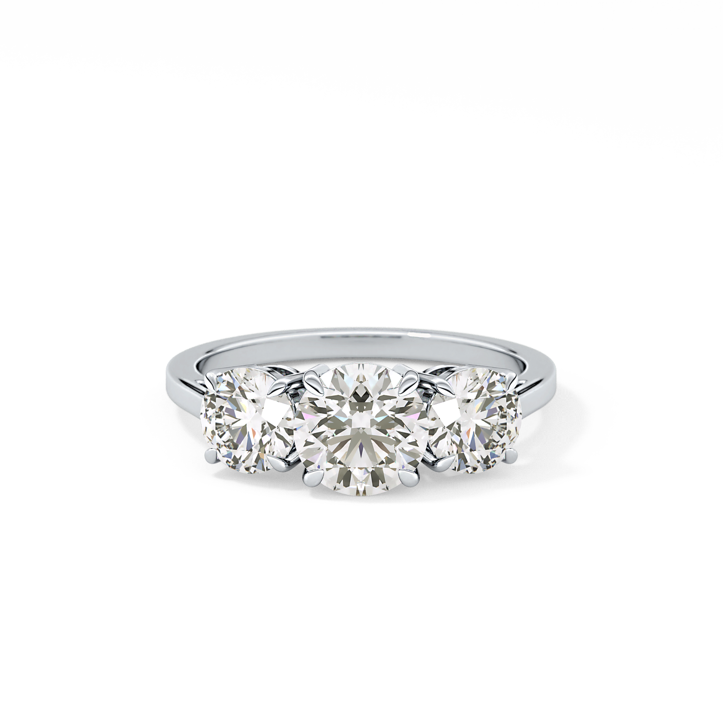 Round Cut 1.03 Carat Moissanite Ring – Three Stones Setting in Gold