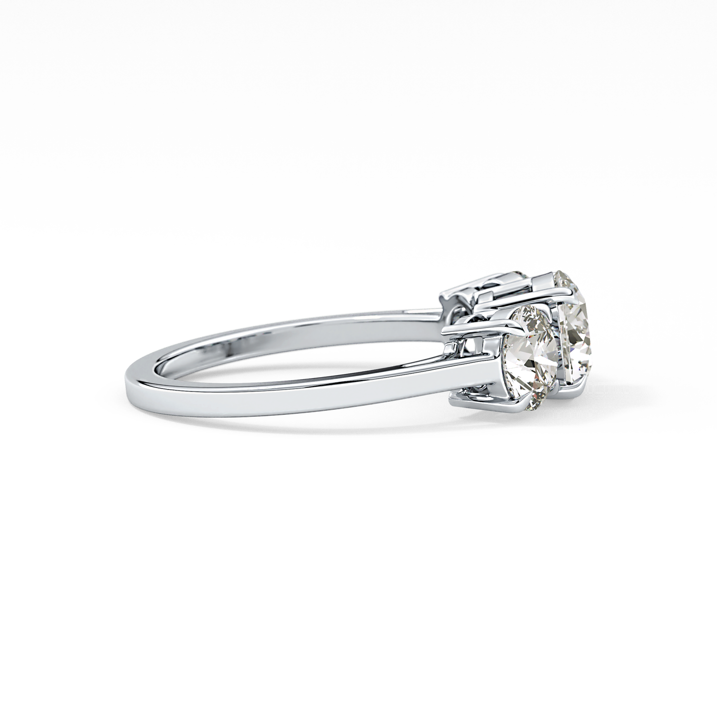 Round Cut 1.03 Carat Moissanite Ring – Three Stones Setting in Gold