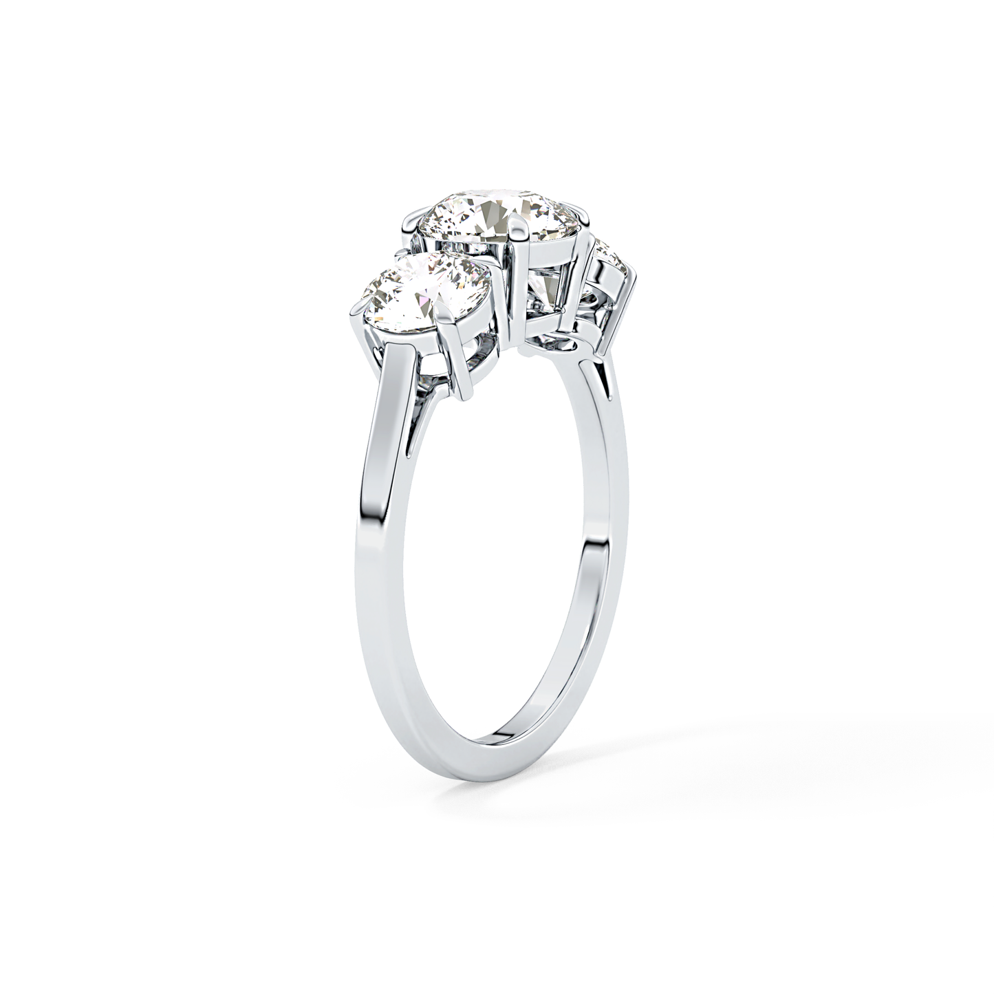 Round Cut 1.03 Carat Moissanite Ring – Three Stones Setting in Gold