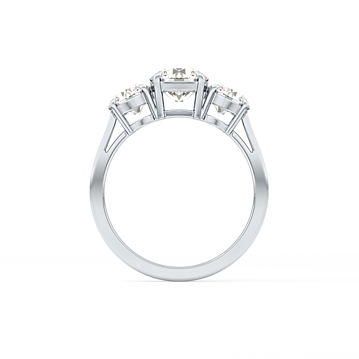 Round Cut 1.03 Carat Moissanite Ring – Three Stones Setting in Gold