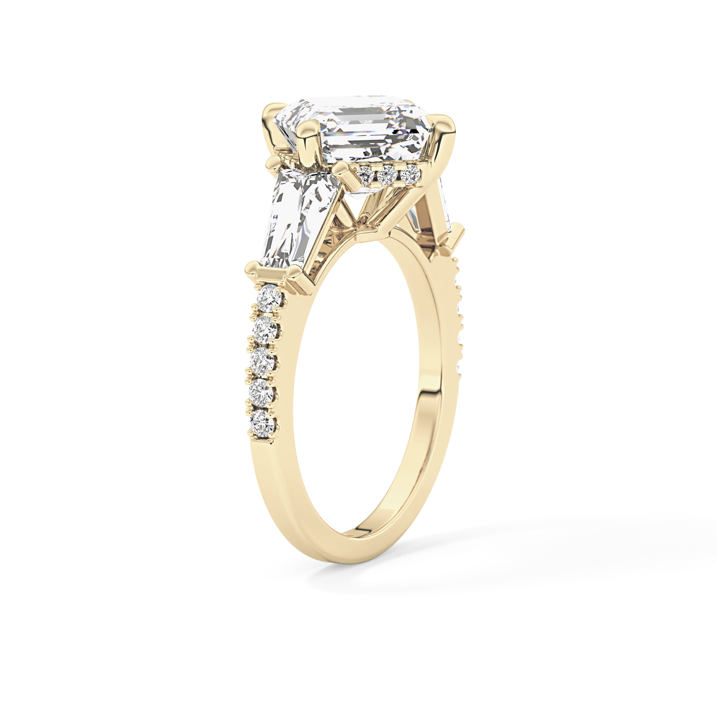 Asscher Cut 2.86 Carat Moissanite Ring – Cluster Setting in Gold 13