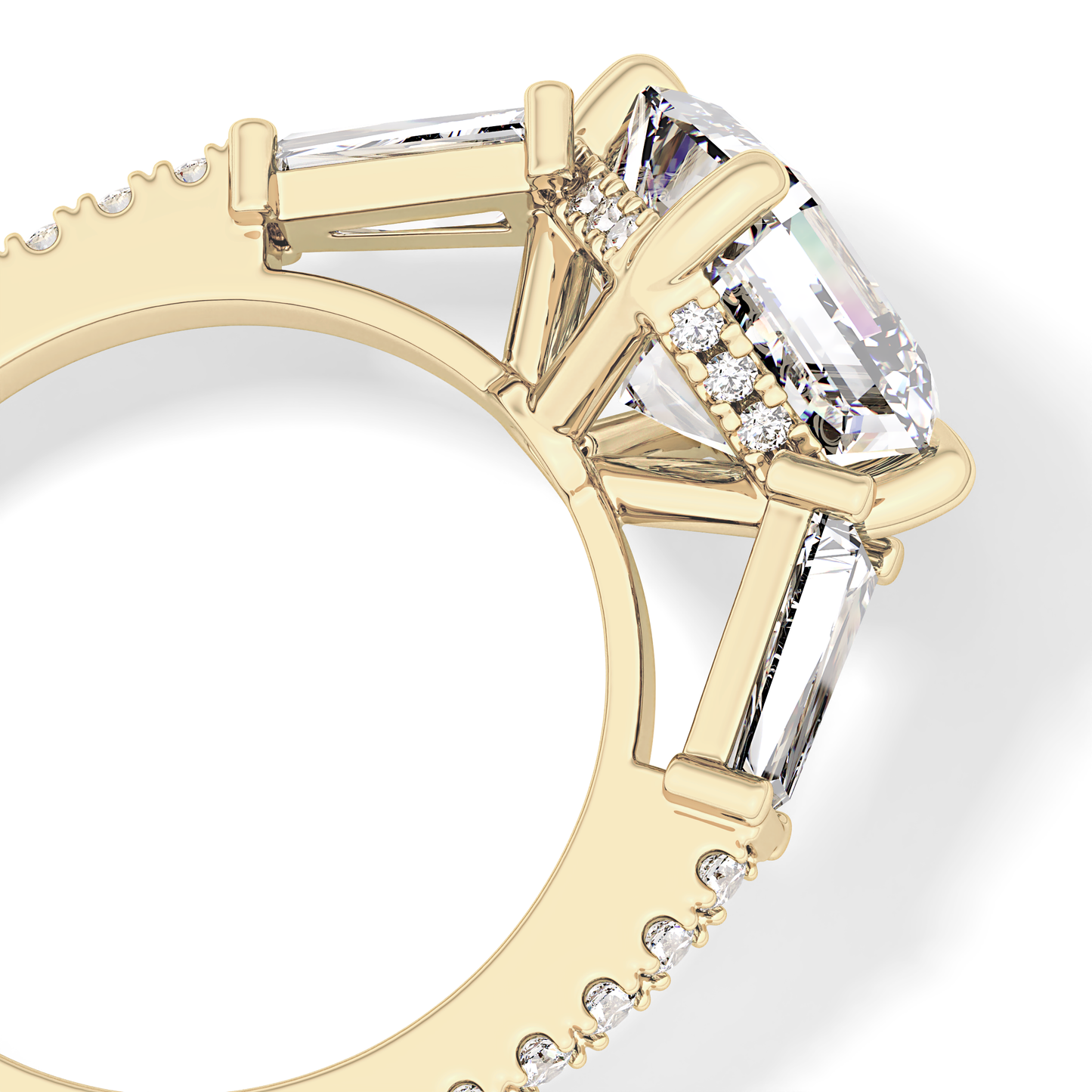 Asscher Cut 2.86 Carat Moissanite Ring – Cluster Setting in Gold 14