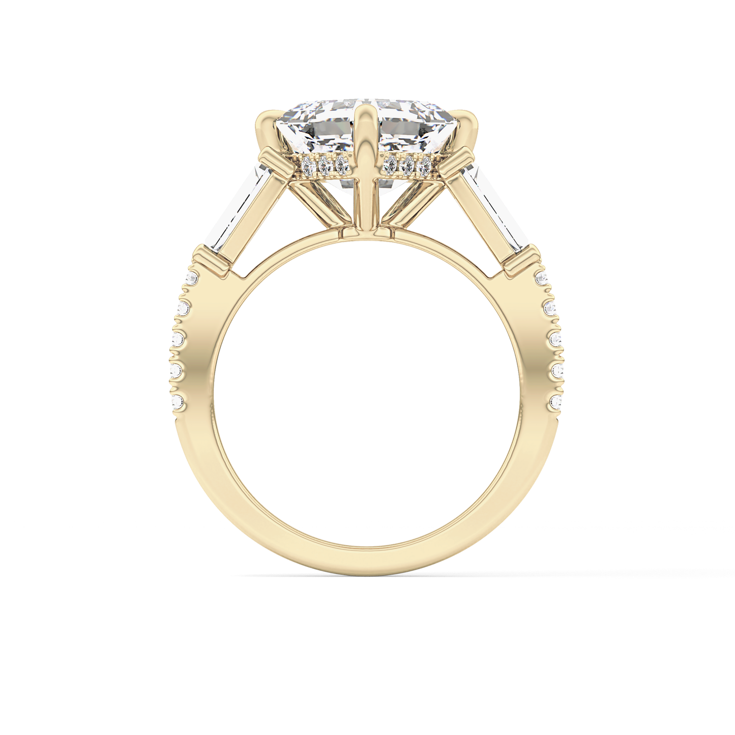 Asscher Cut 2.86 Carat Moissanite Ring – Cluster Setting in Gold 16