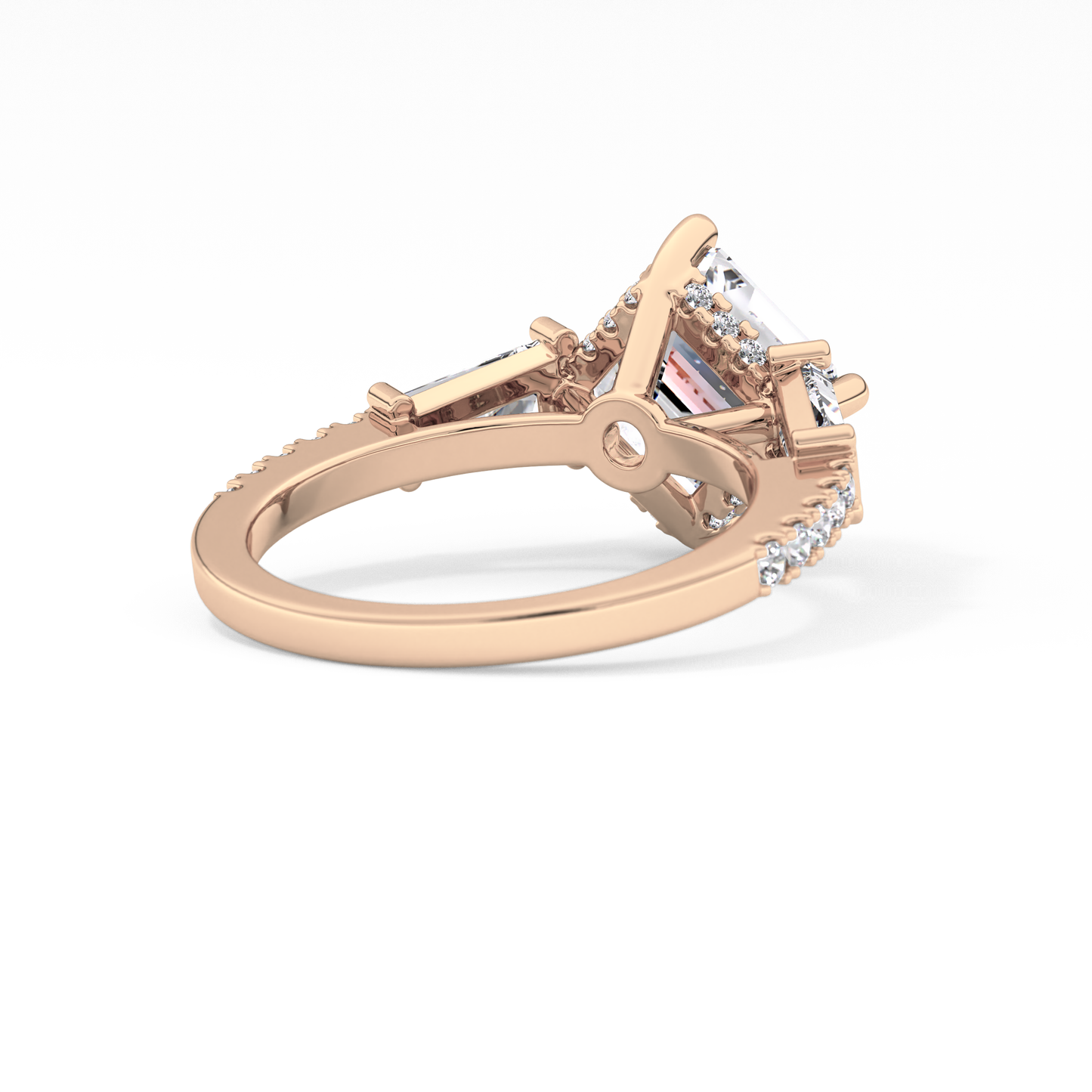 Asscher Cut 2.86 Carat Moissanite Ring – Cluster Setting in Gold 18