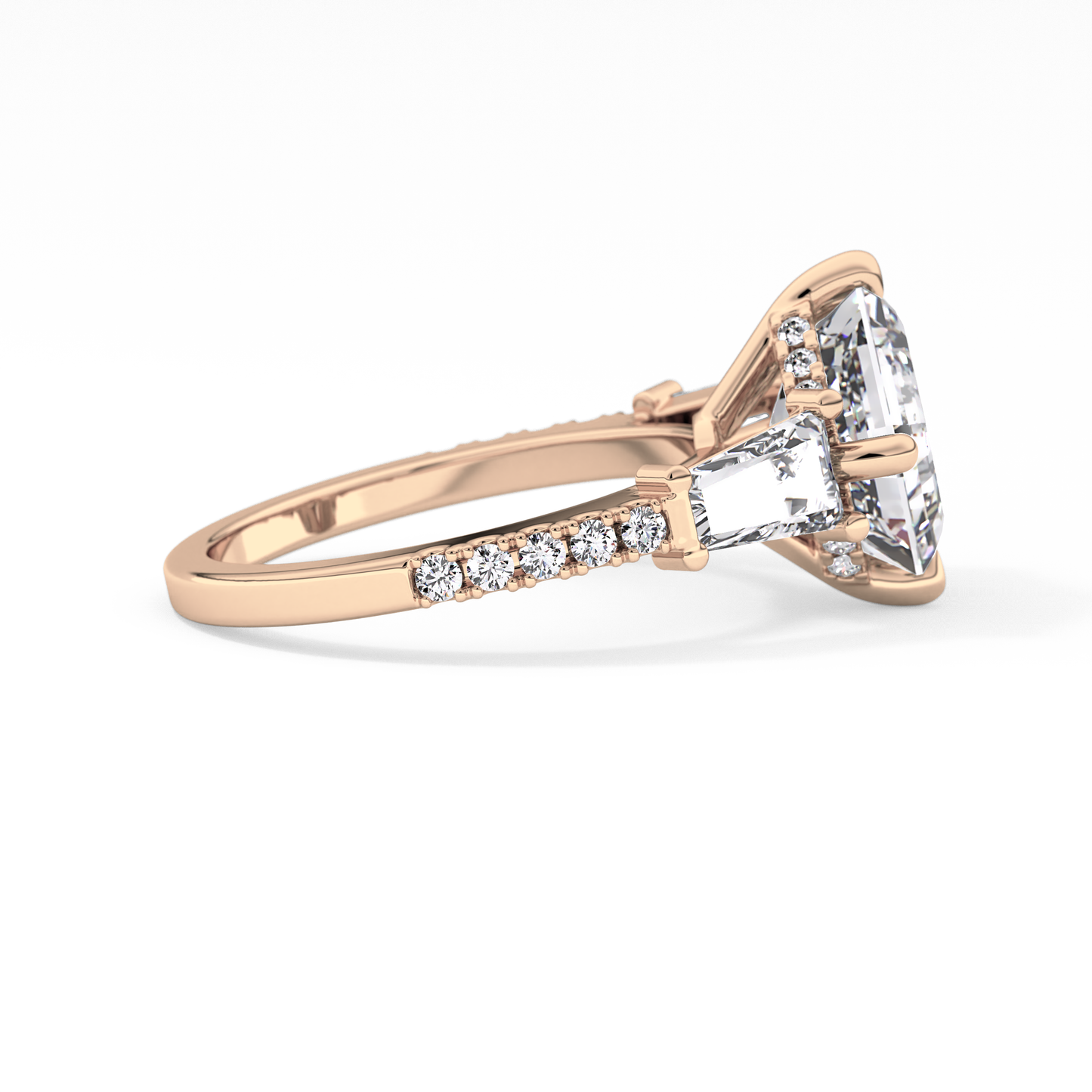 Asscher Cut 2.86 Carat Moissanite Ring – Cluster Setting in Gold 19