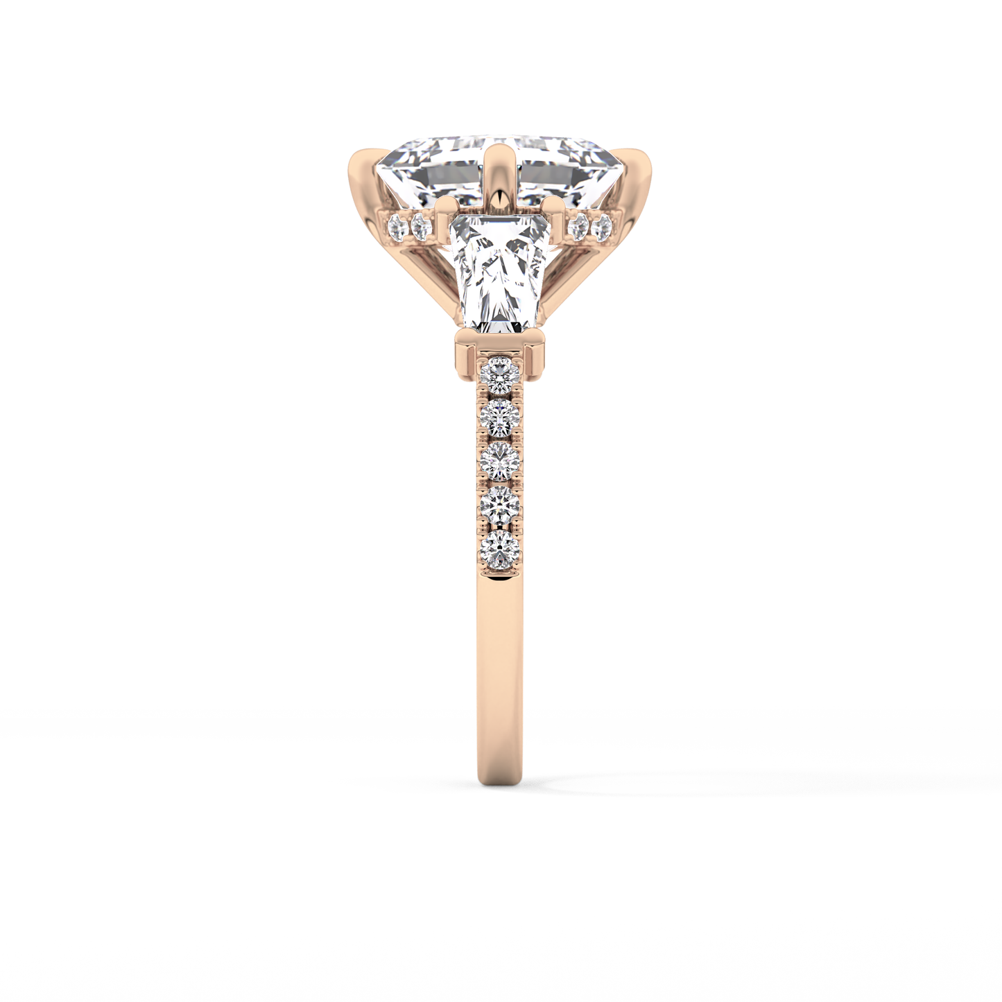 Asscher Cut 2.86 Carat Moissanite Ring – Cluster Setting in Gold 20