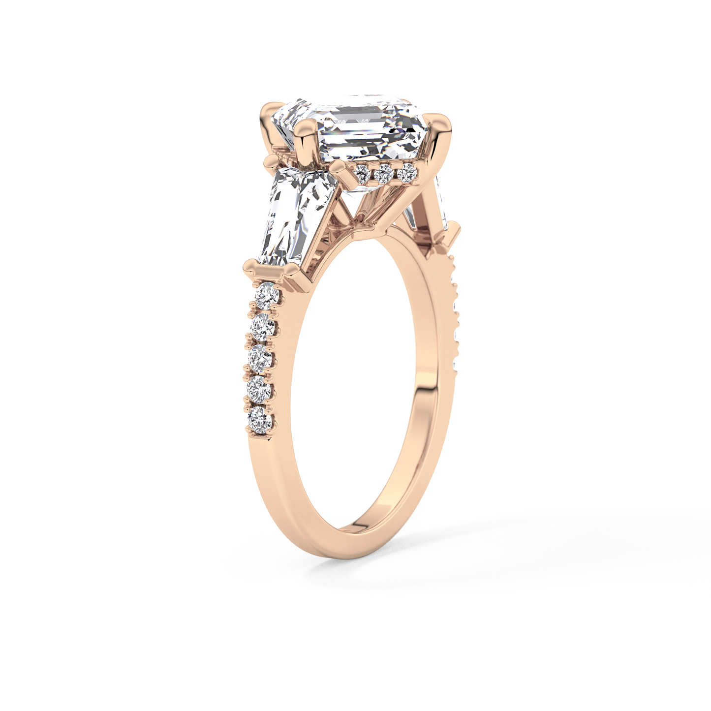 Asscher Cut 2.86 Carat Moissanite Ring – Cluster Setting in Gold 21