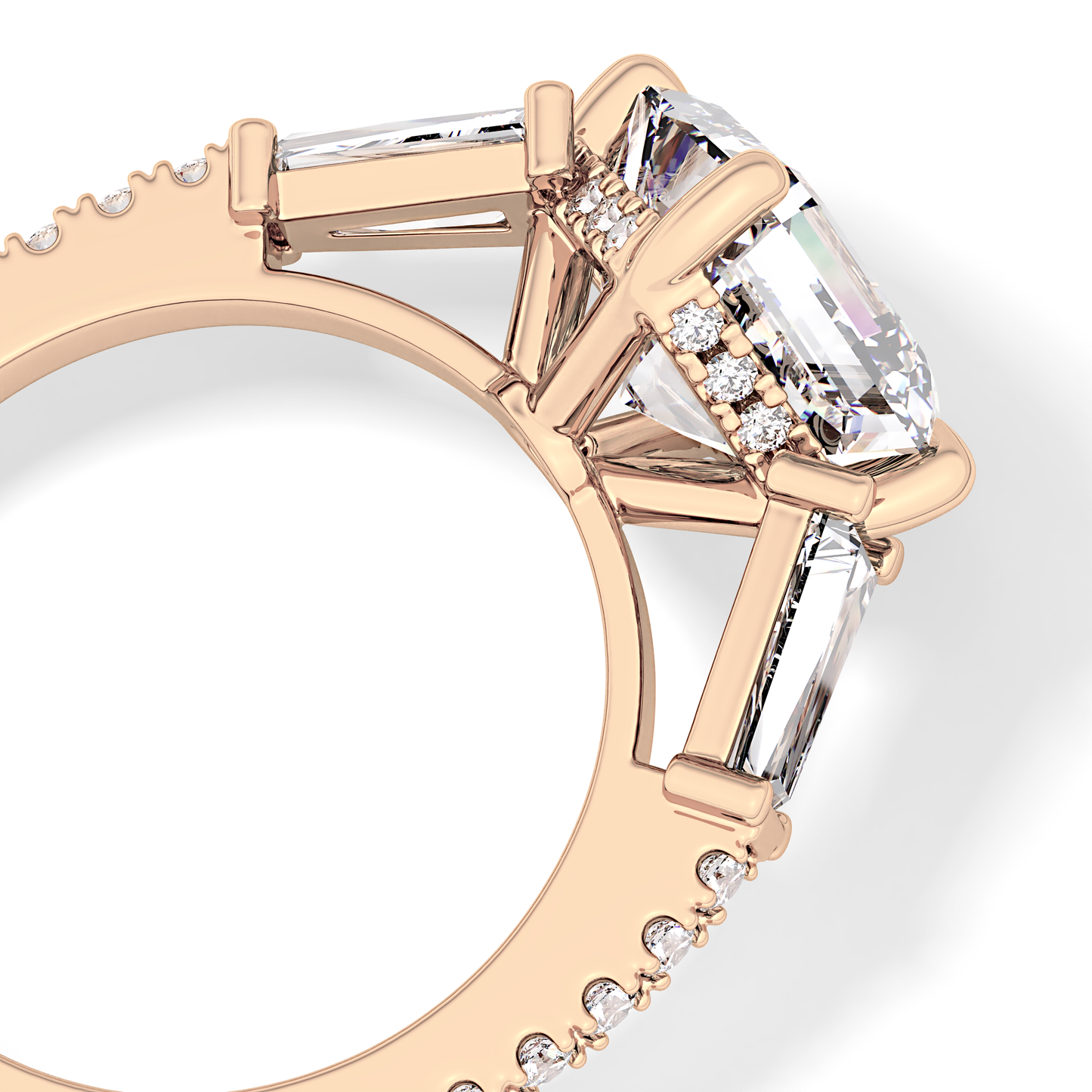 Asscher Cut 2.86 Carat Moissanite Ring – Cluster Setting in Gold 22