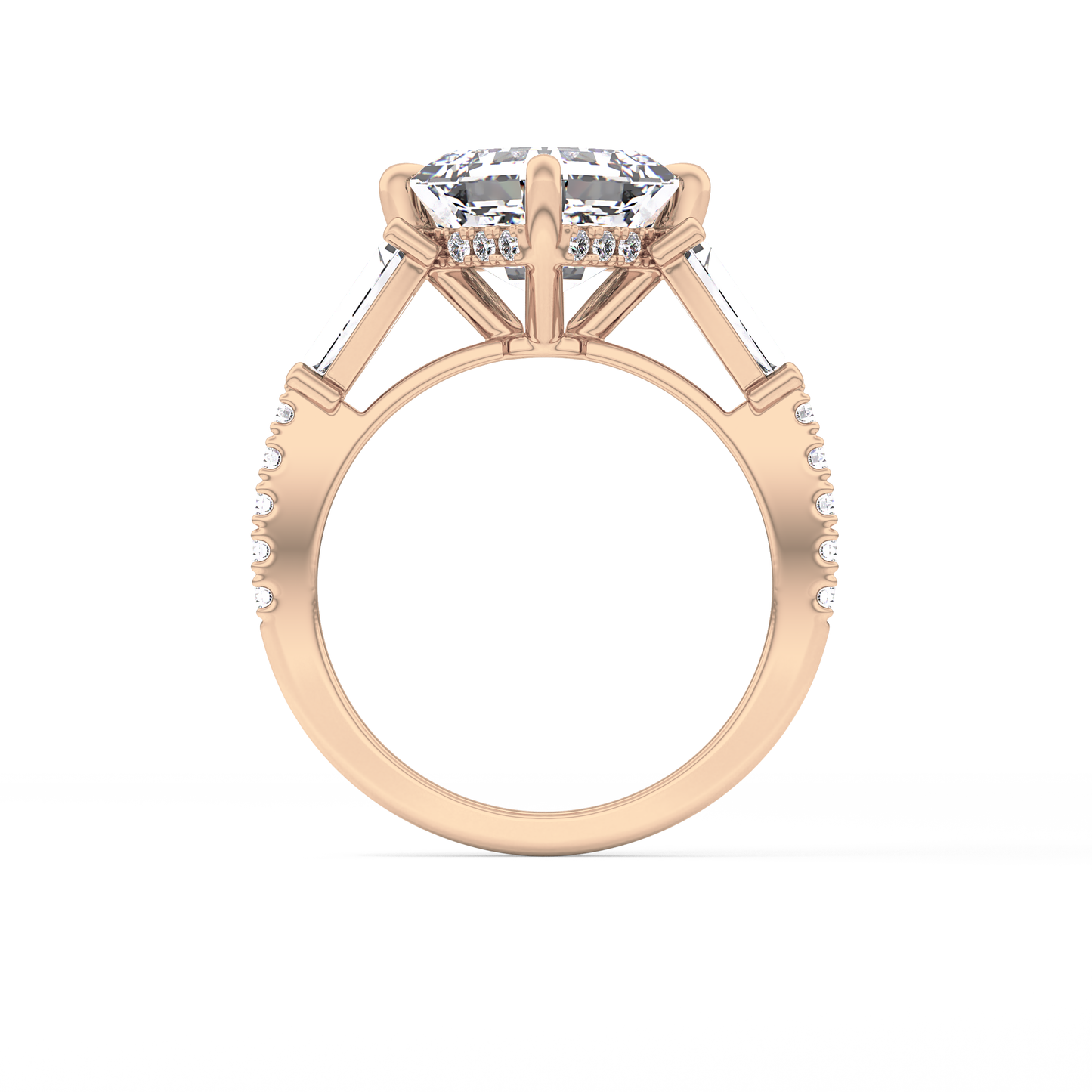 Asscher Cut 2.86 Carat Moissanite Ring – Cluster Setting in Gold 24