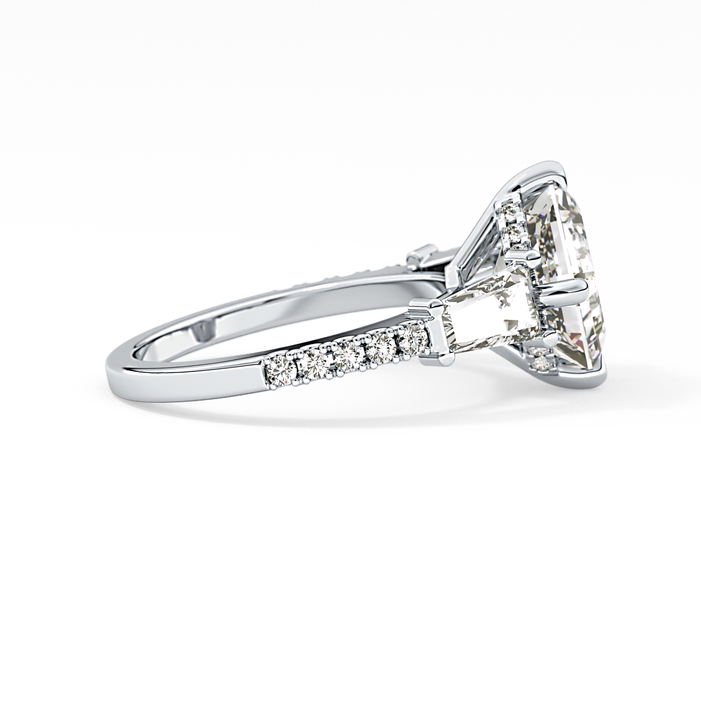 Asscher Cut 2.86 Carat Moissanite Ring – Cluster Setting in Gold 3