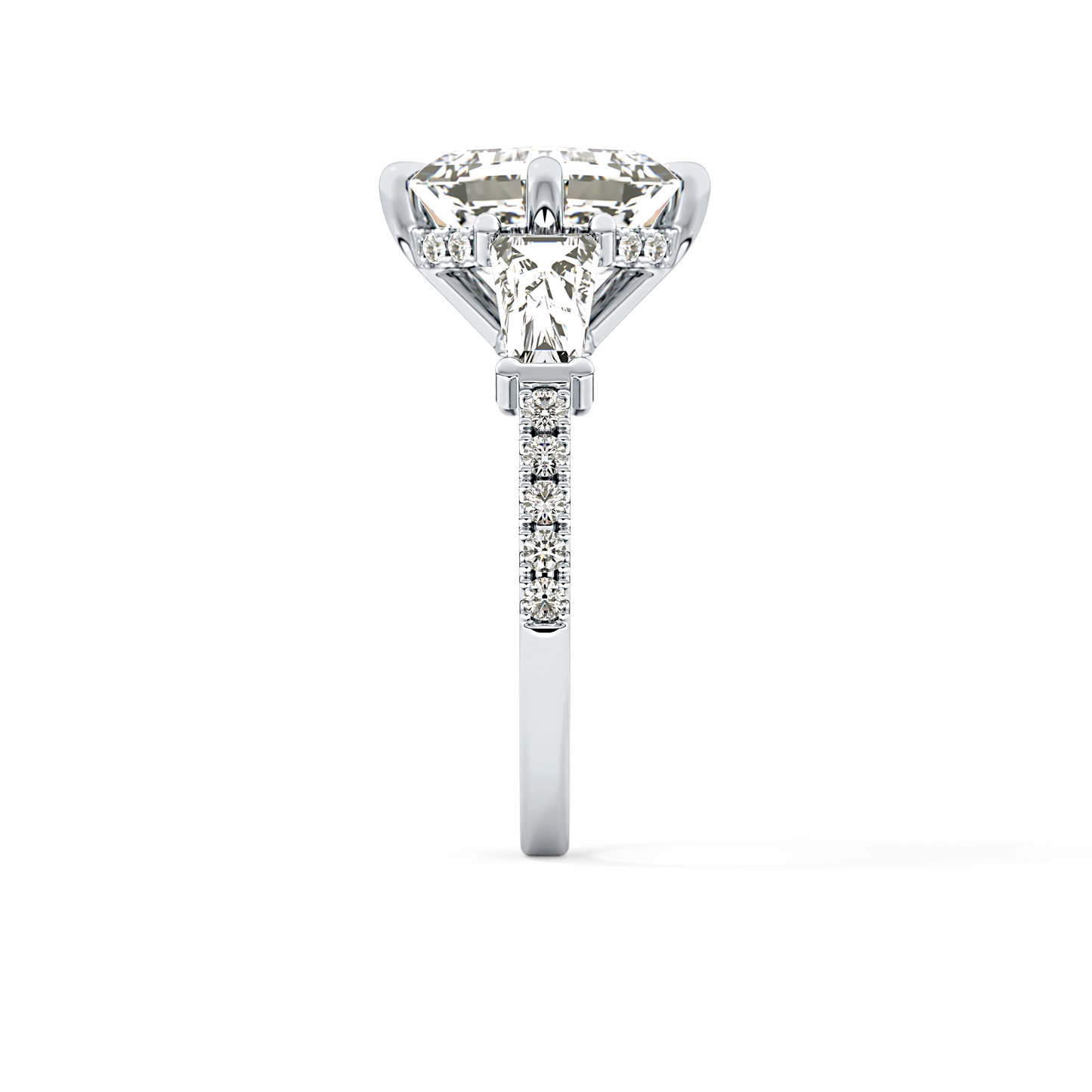 Asscher Cut 2.86 Carat Moissanite Ring – Cluster Setting in Gold 4