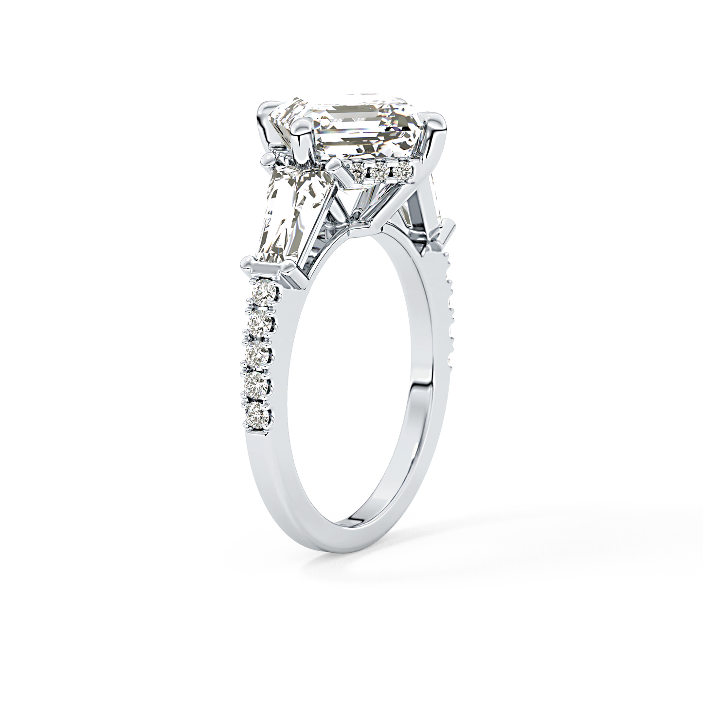 Asscher Cut 2.86 Carat Moissanite Ring – Cluster Setting in Gold 5