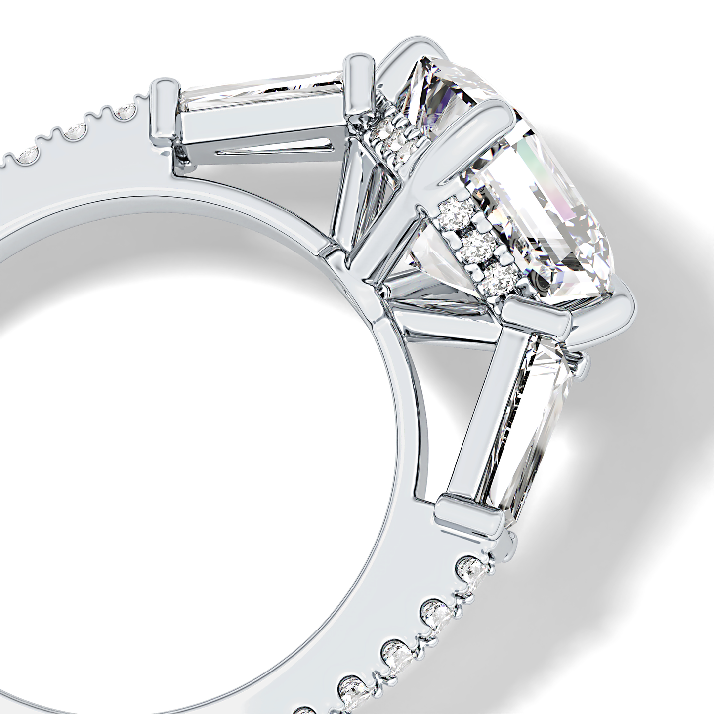 Asscher Cut 2.86 Carat Moissanite Ring – Cluster Setting in Gold 6