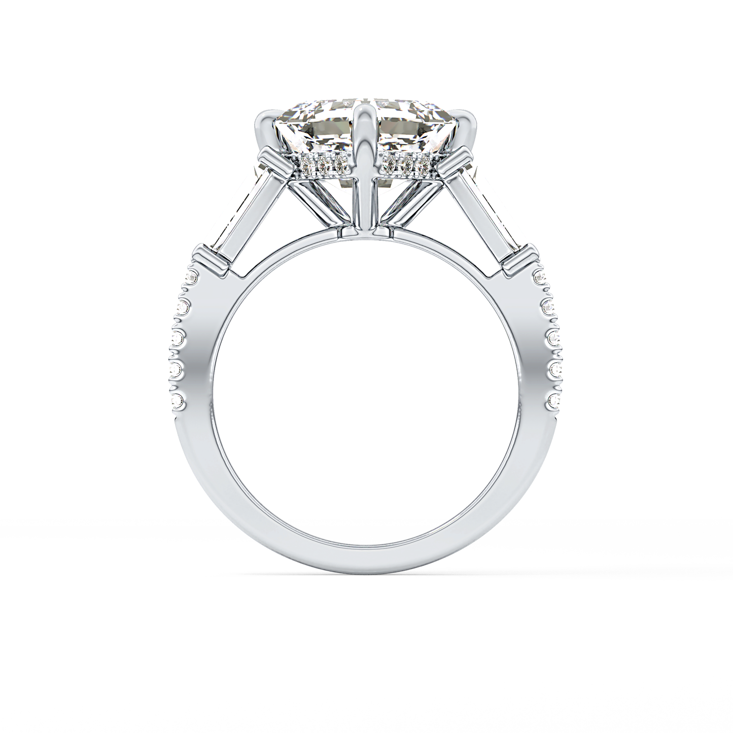 Asscher Cut 2.86 Carat Moissanite Ring – Cluster Setting in Gold 8
