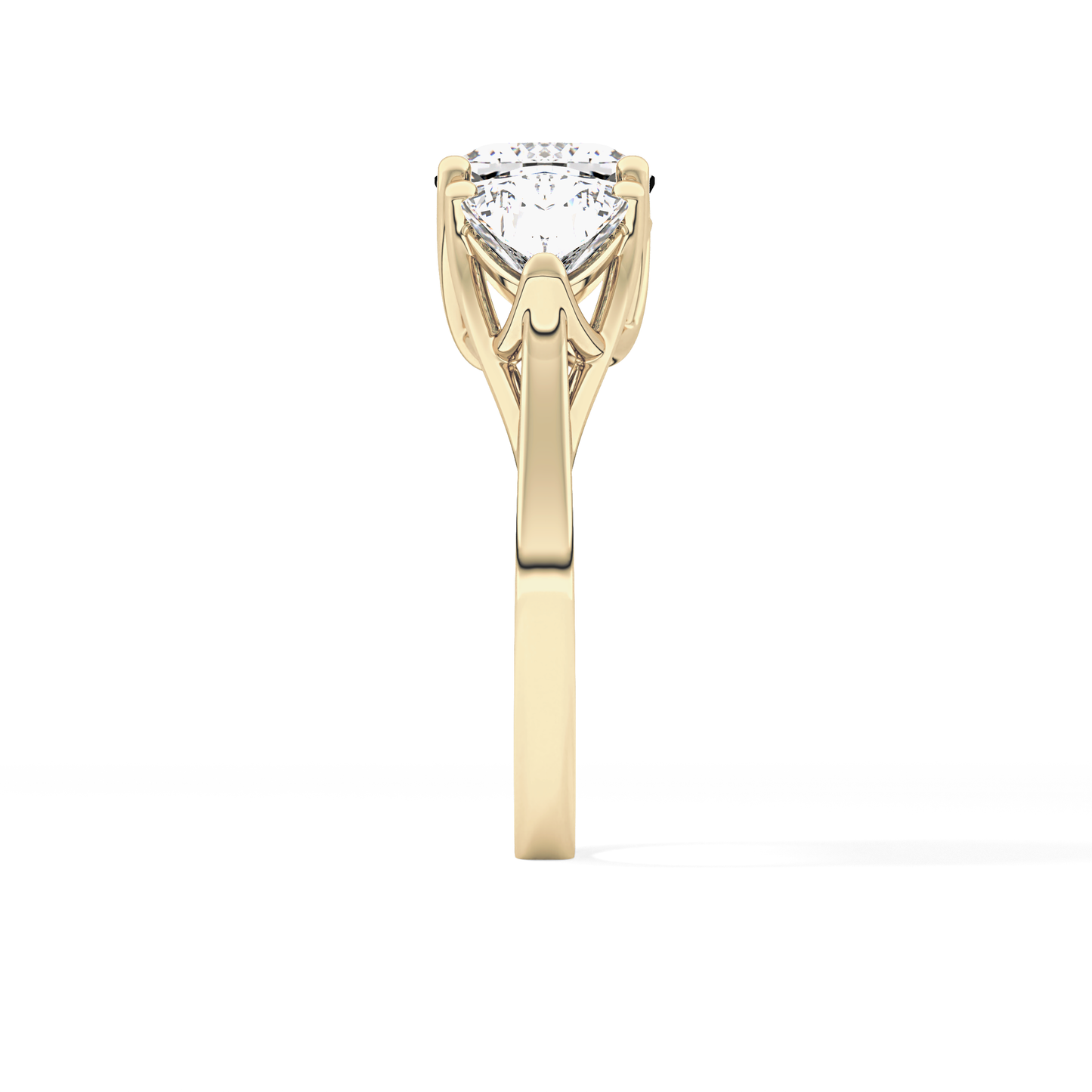 Cushion Cut 2.78 Carat Moissanite Ring – Three Stones Setting in Gold