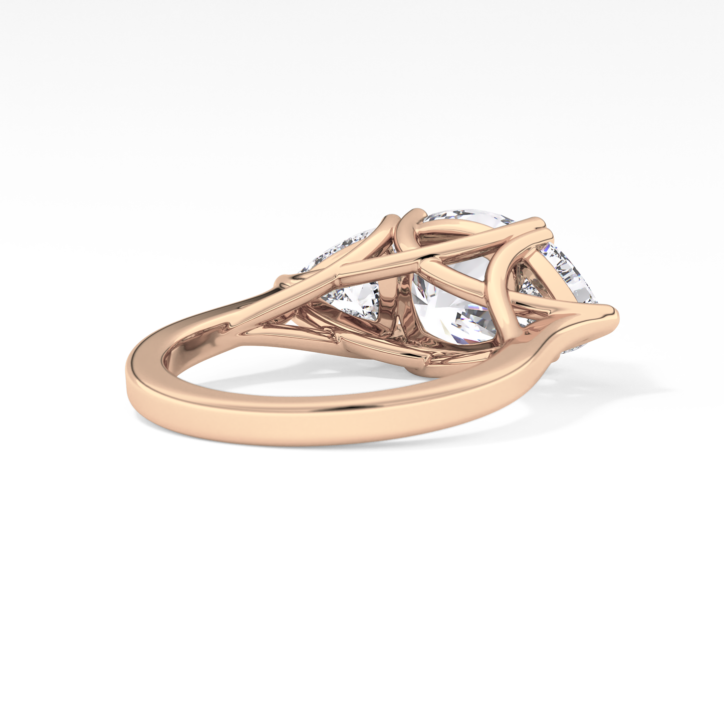 Cushion Cut 2.78 Carat Moissanite Ring – Three Stones Setting in Gold