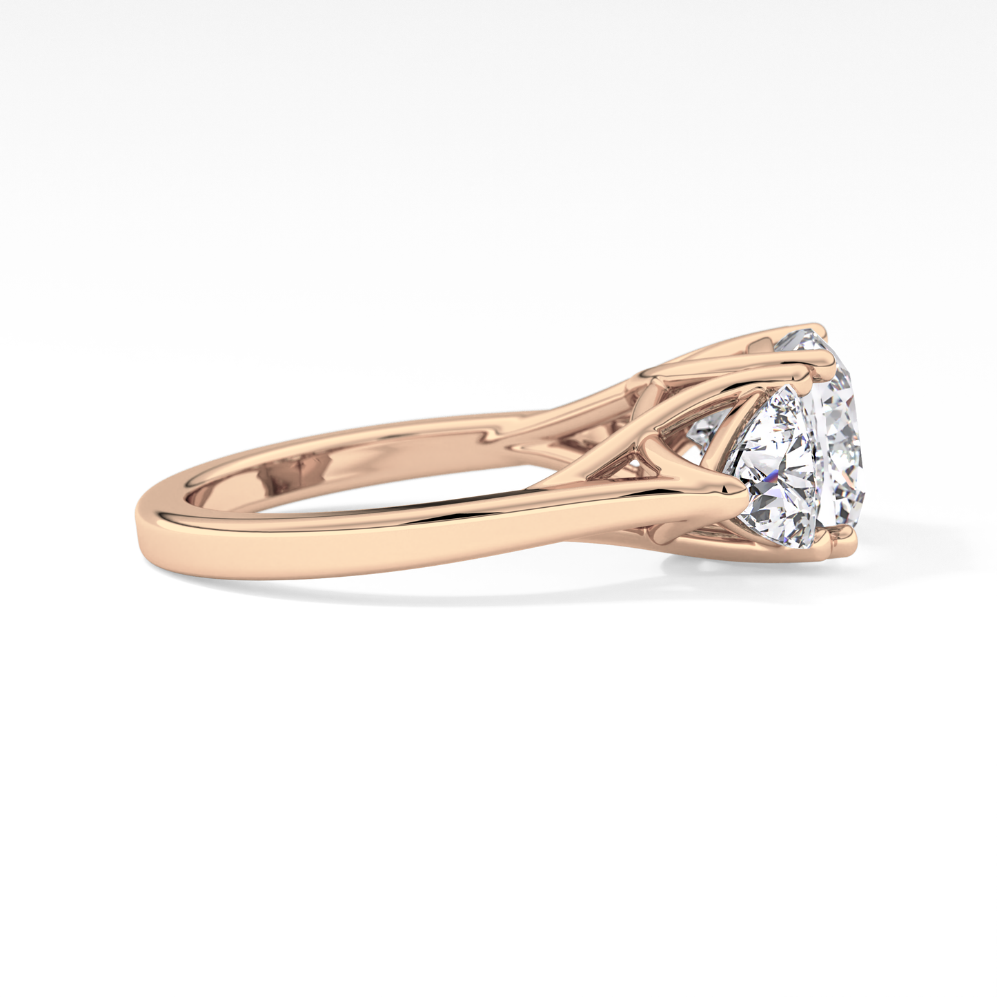 Cushion Cut 2.78 Carat Moissanite Ring – Three Stones Setting in Gold