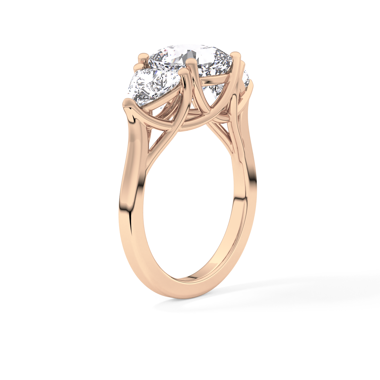 Cushion Cut 2.78 Carat Moissanite Ring – Three Stones Setting in Gold