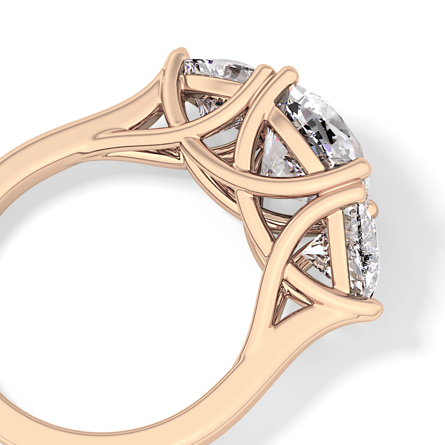 Cushion Cut 2.78 Carat Moissanite Ring – Three Stones Setting in Gold