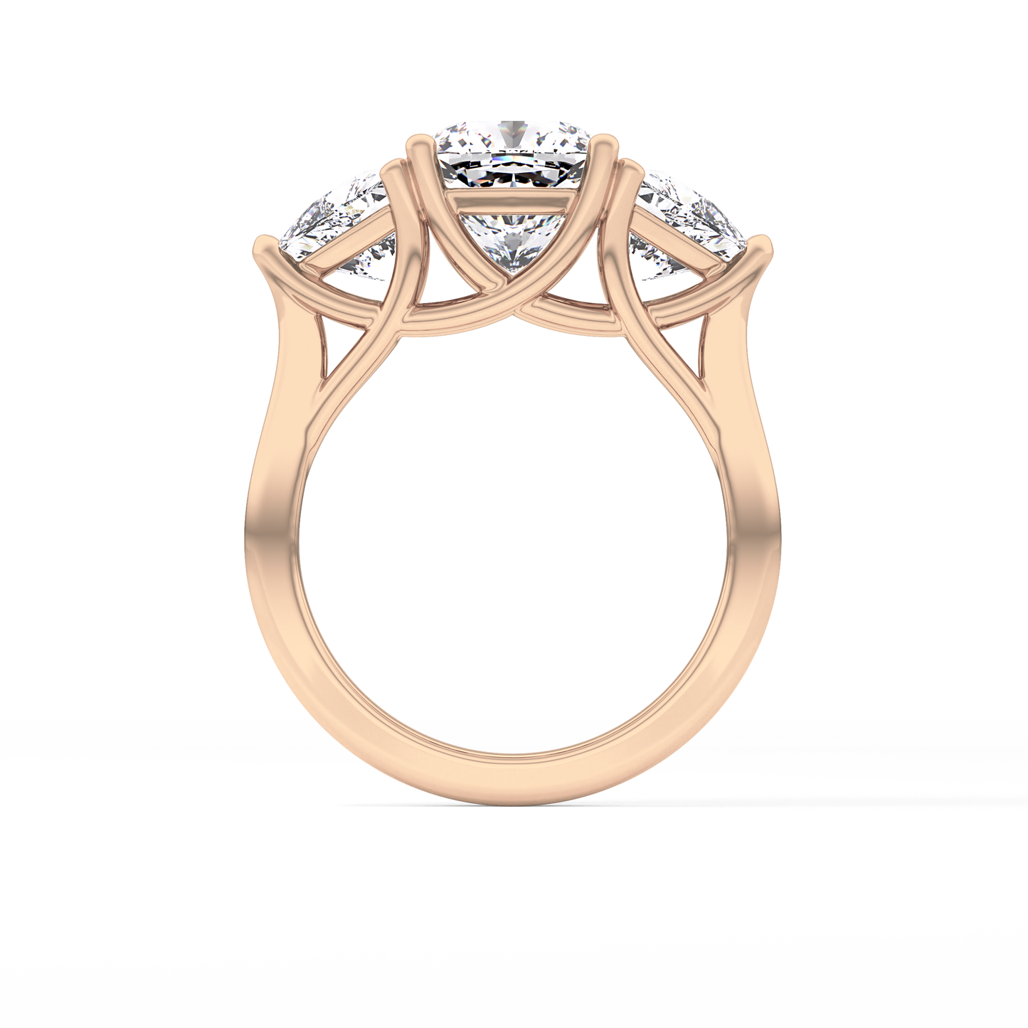 Cushion Cut 2.78 Carat Moissanite Ring – Three Stones Setting in Gold