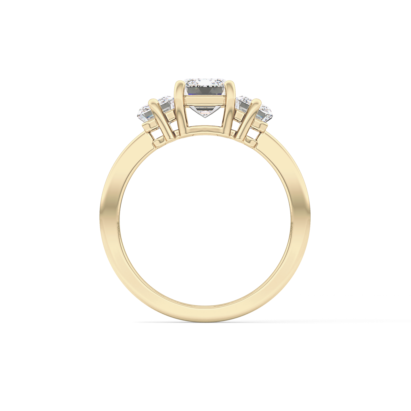 Emerald Cut 1.25 Carat Moissanite Ring – Three Stones Setting in Gold