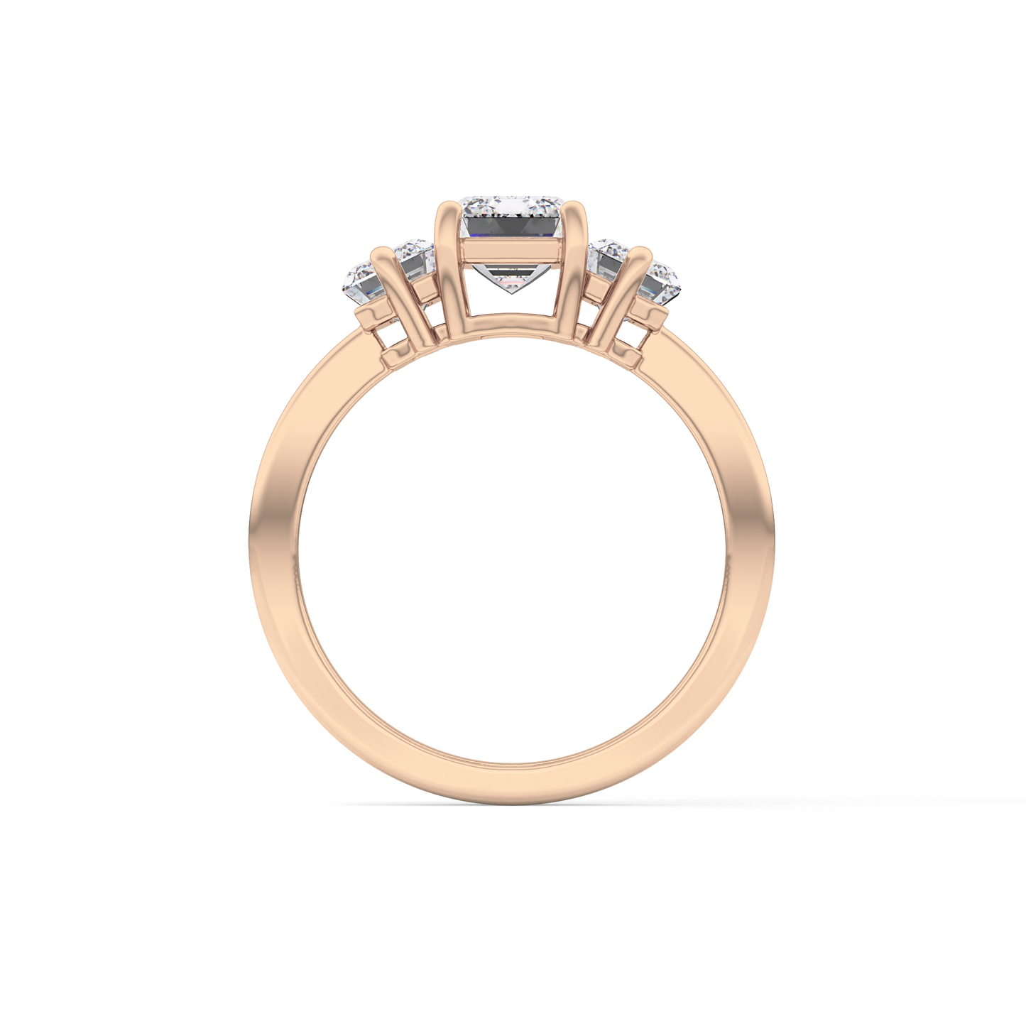 Emerald Cut 1.25 Carat Moissanite Ring – Three Stones Setting in Gold