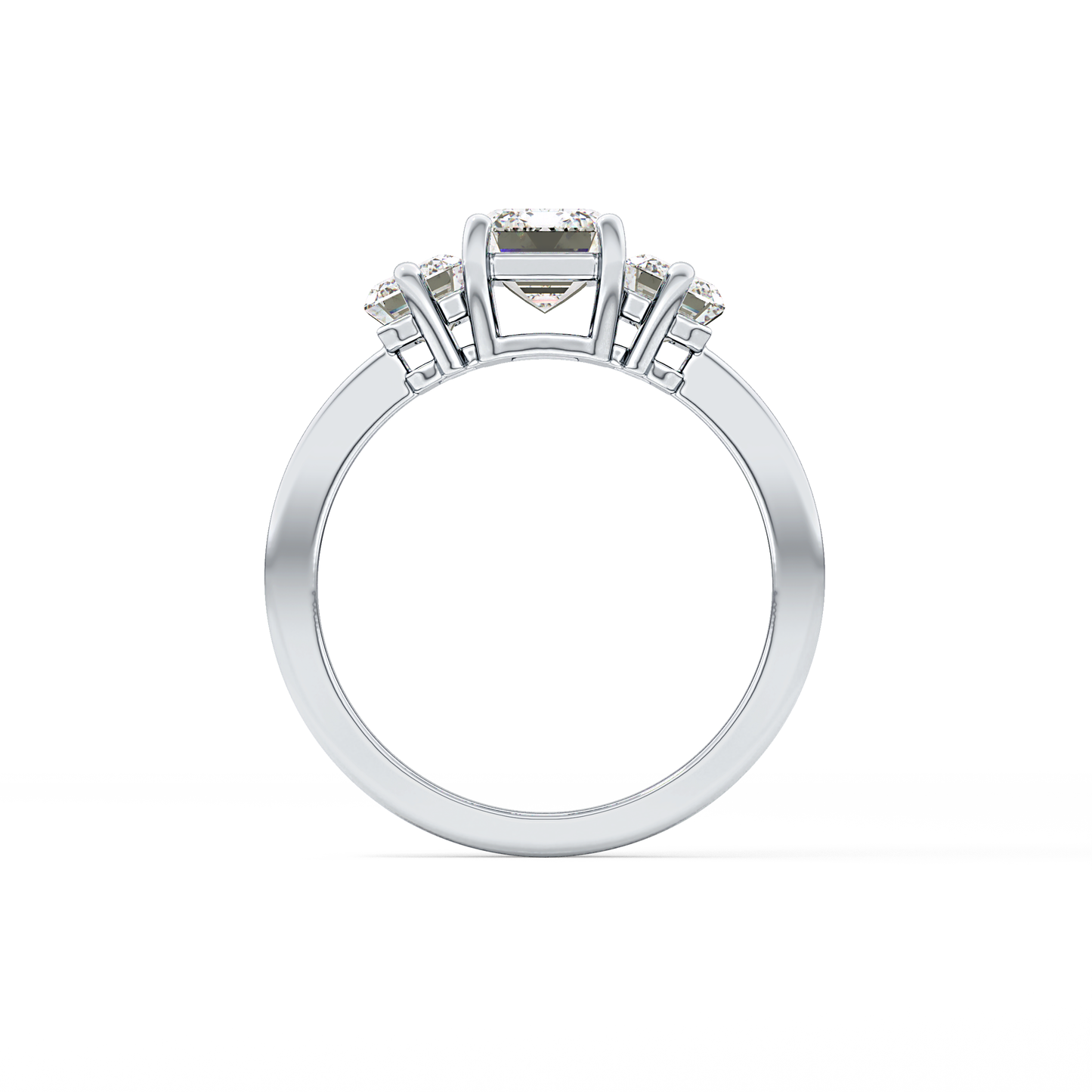 Emerald Cut 1.25 Carat Moissanite Ring – Three Stones Setting in Gold