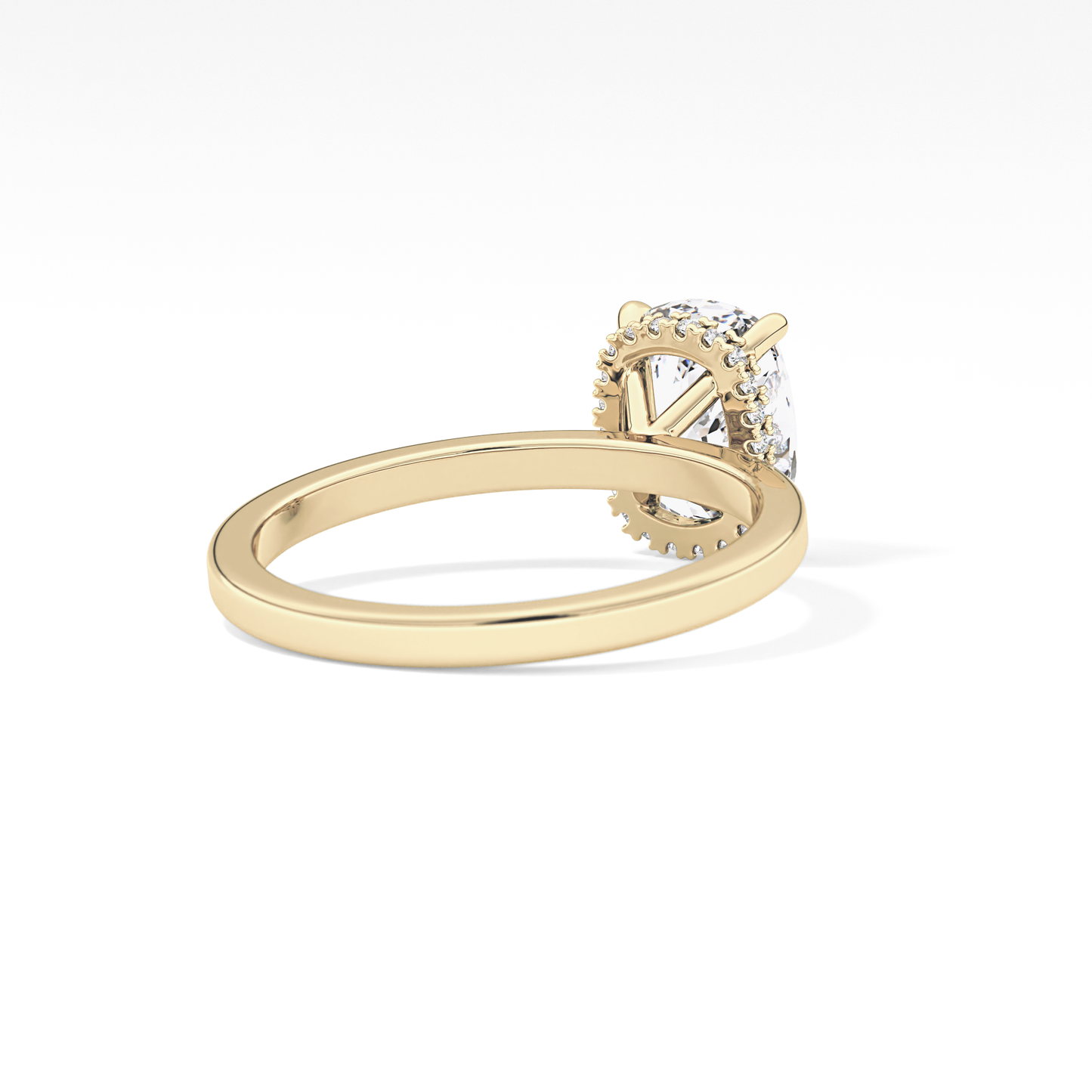 Cushion Cut 1.94 Carat Moissanite Ring – Hidden Halo Setting in Gold