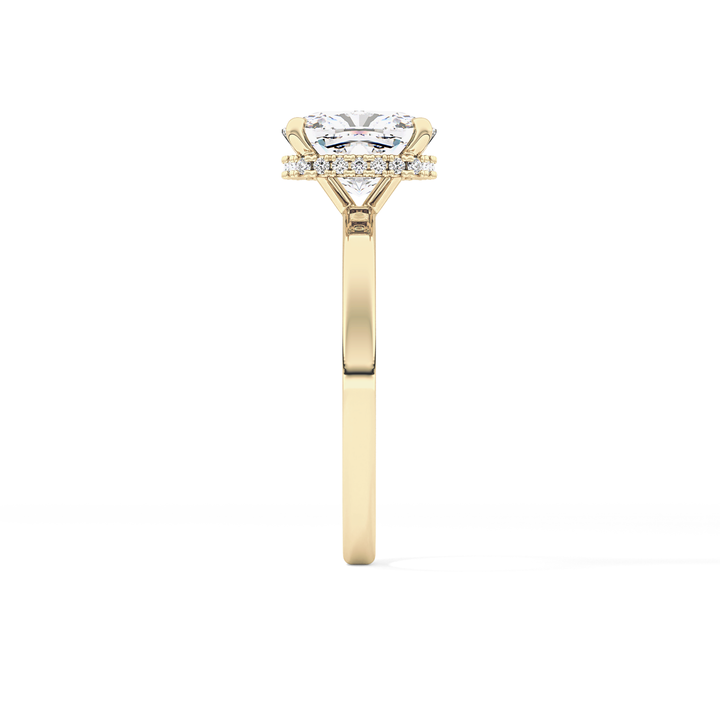 Cushion Cut 1.94 Carat Moissanite Ring – Hidden Halo Setting in Gold