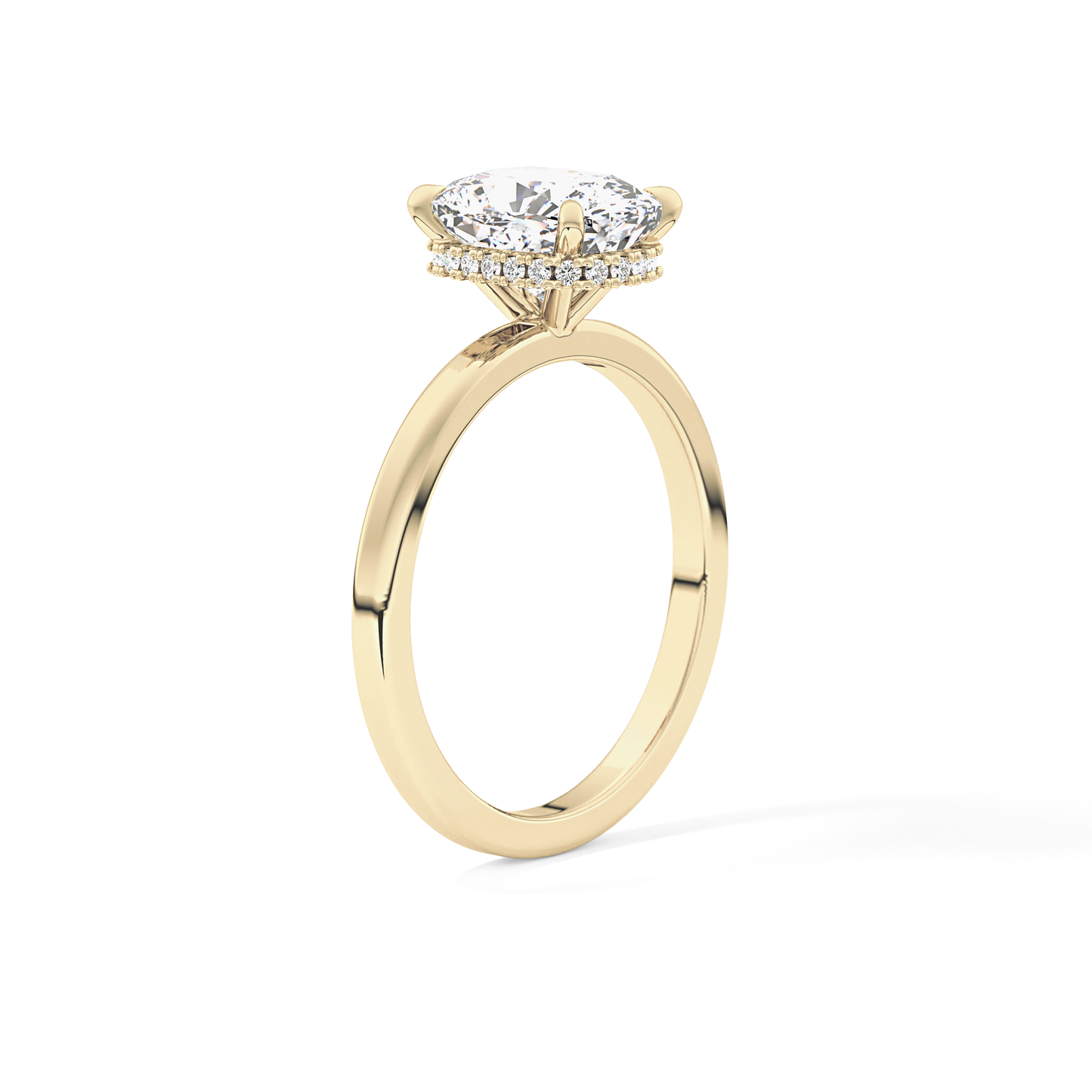 Cushion Cut 1.94 Carat Moissanite Ring – Hidden Halo Setting in Gold