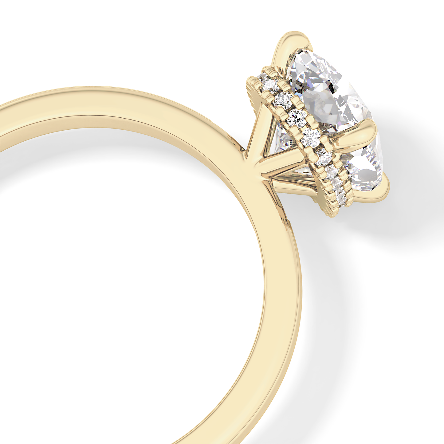 Cushion Cut 1.94 Carat Moissanite Ring – Hidden Halo Setting in Gold