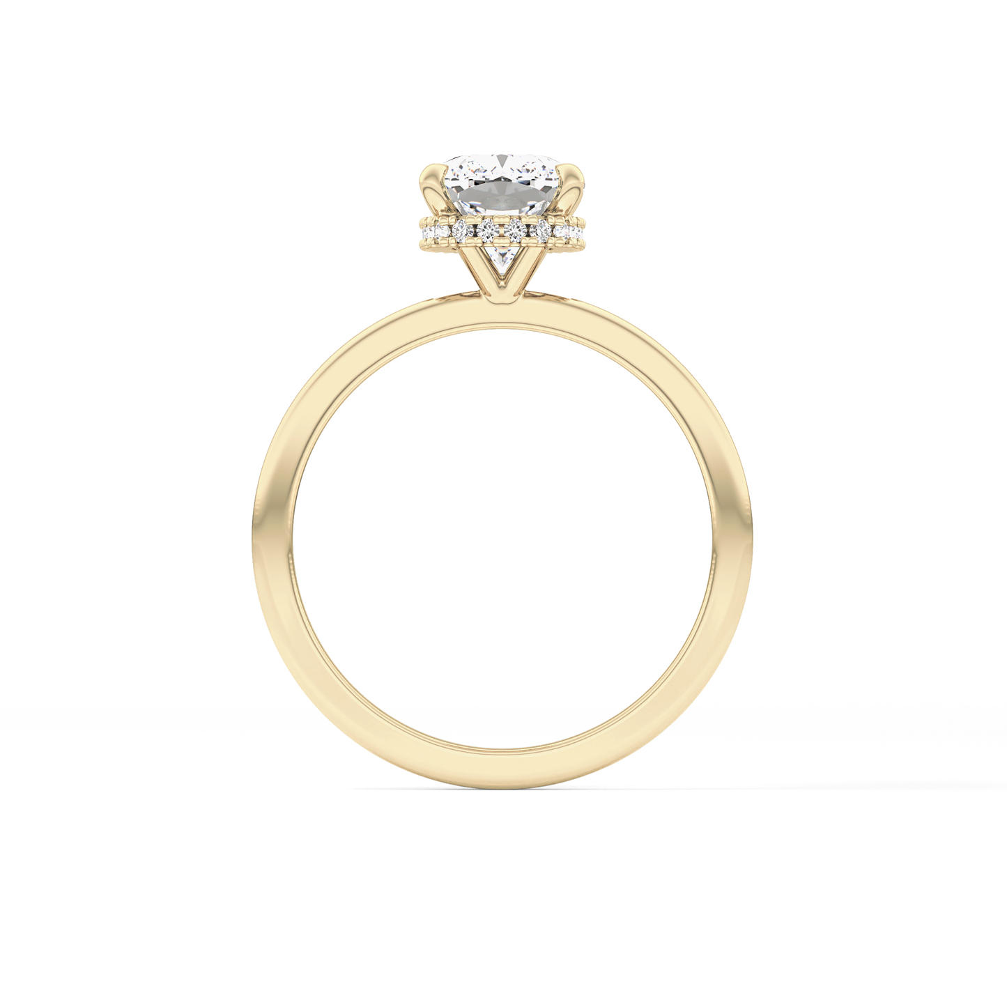 Cushion Cut 1.94 Carat Moissanite Ring – Hidden Halo Setting in Gold