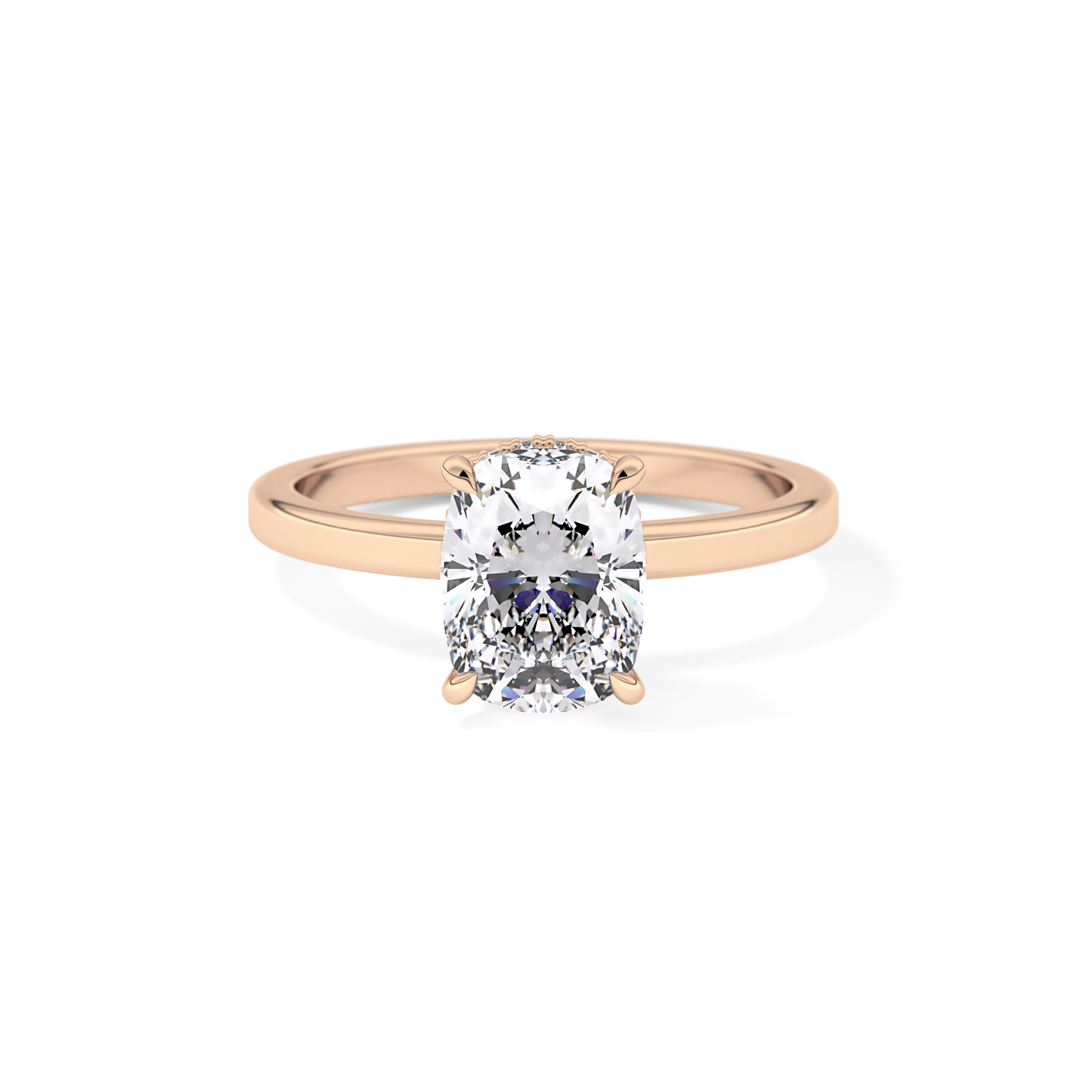 Cushion Cut 1.94 Carat Moissanite Ring – Hidden Halo Setting in Gold
