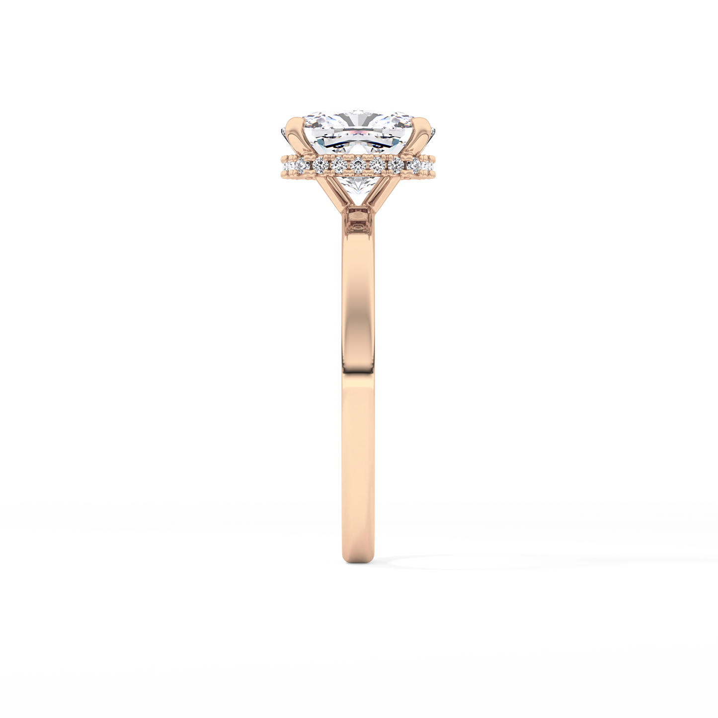 Cushion Cut 1.94 Carat Moissanite Ring – Hidden Halo Setting in Gold