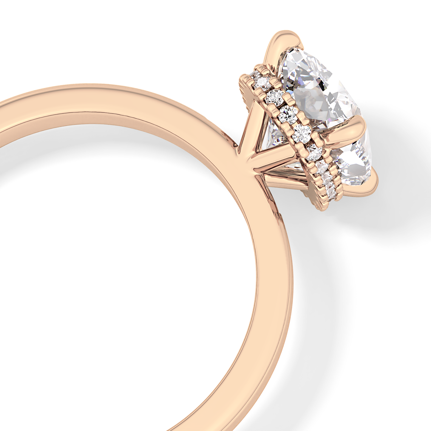 Cushion Cut 1.94 Carat Moissanite Ring – Hidden Halo Setting in Gold