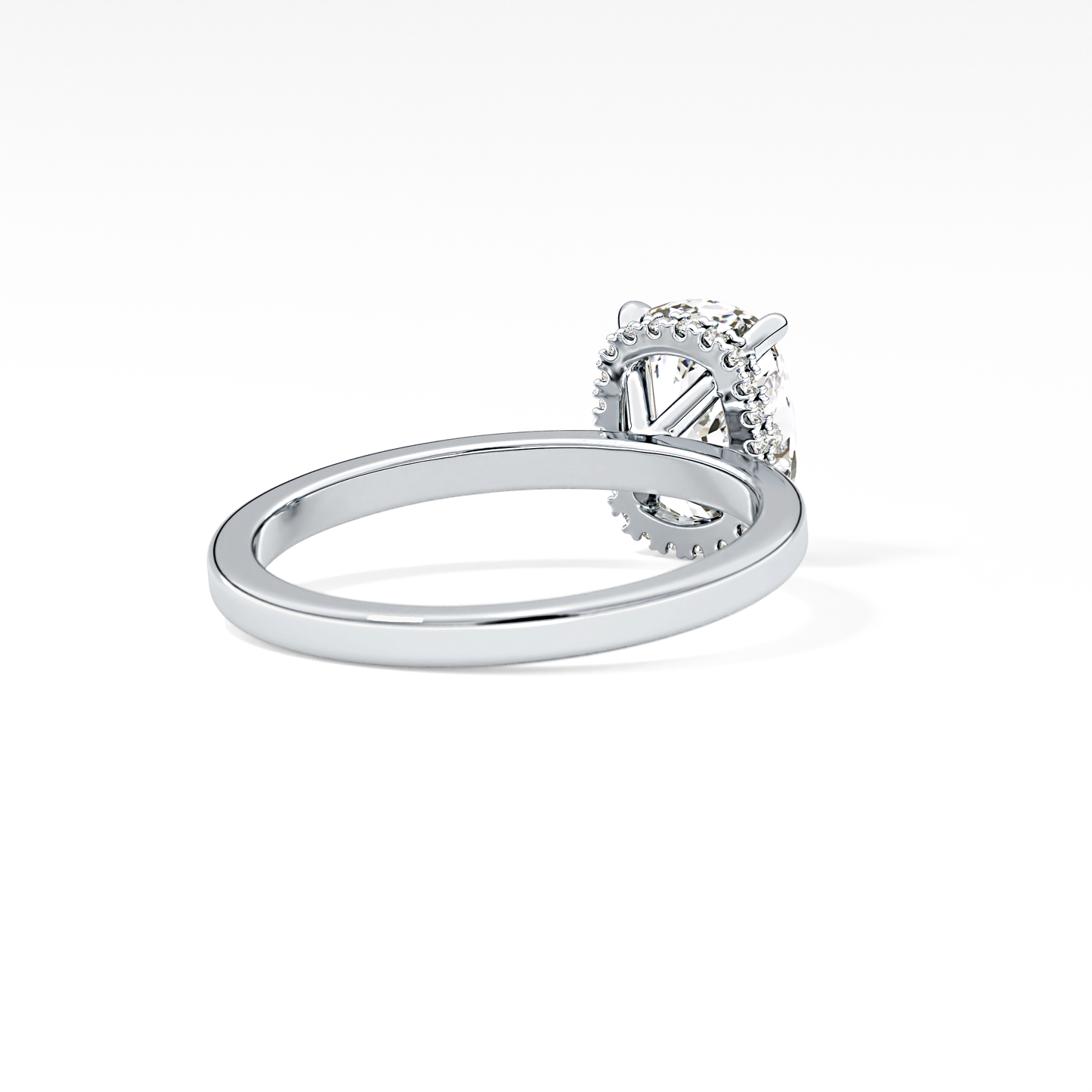 Cushion Cut 1.94 Carat Moissanite Ring – Hidden Halo Setting in Gold
