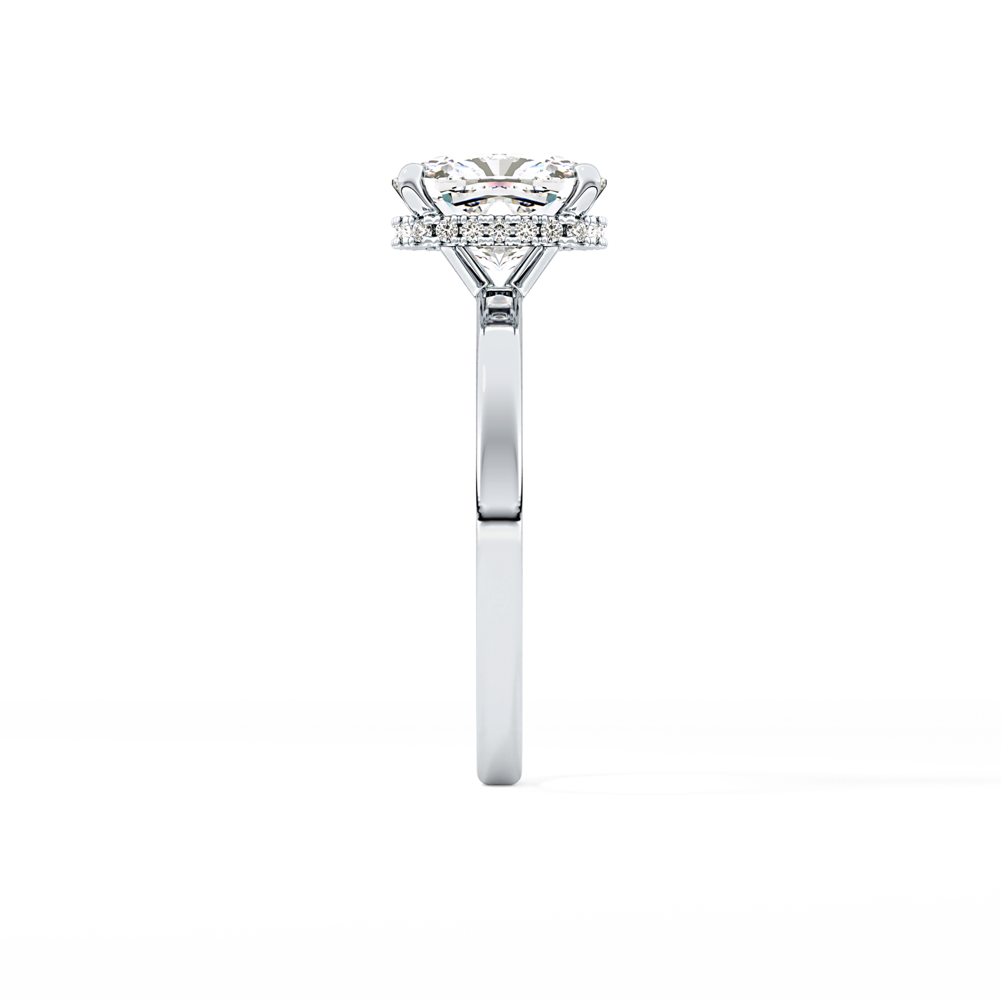 Cushion Cut 1.94 Carat Moissanite Ring – Hidden Halo Setting in Gold