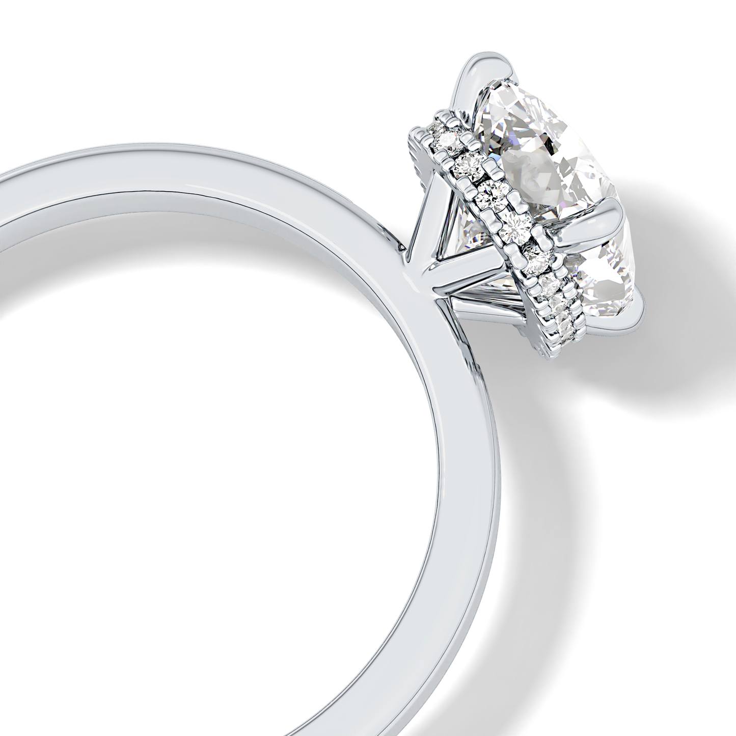 Cushion Cut 1.94 Carat Moissanite Ring – Hidden Halo Setting in Gold