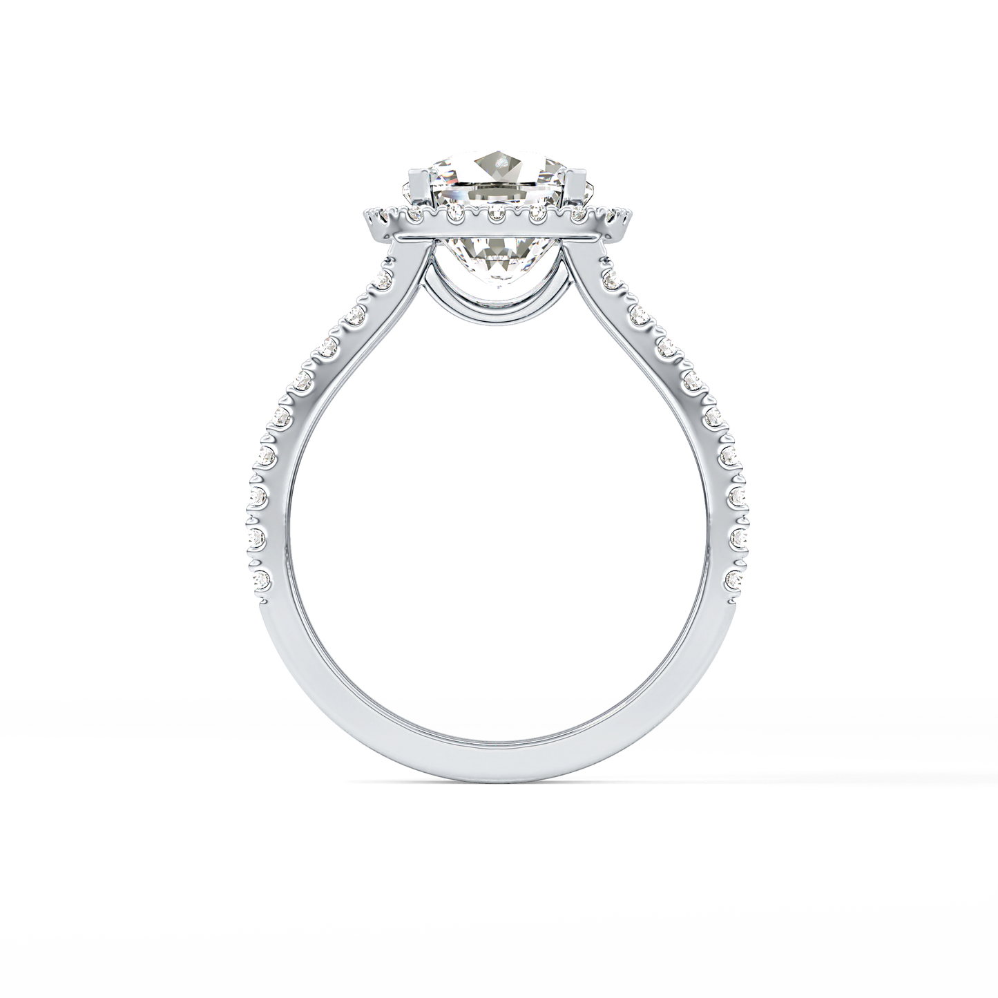 Cushion Cut 3.28 Carat Moissanite Ring – Split Shank & Halo Setting in Gold