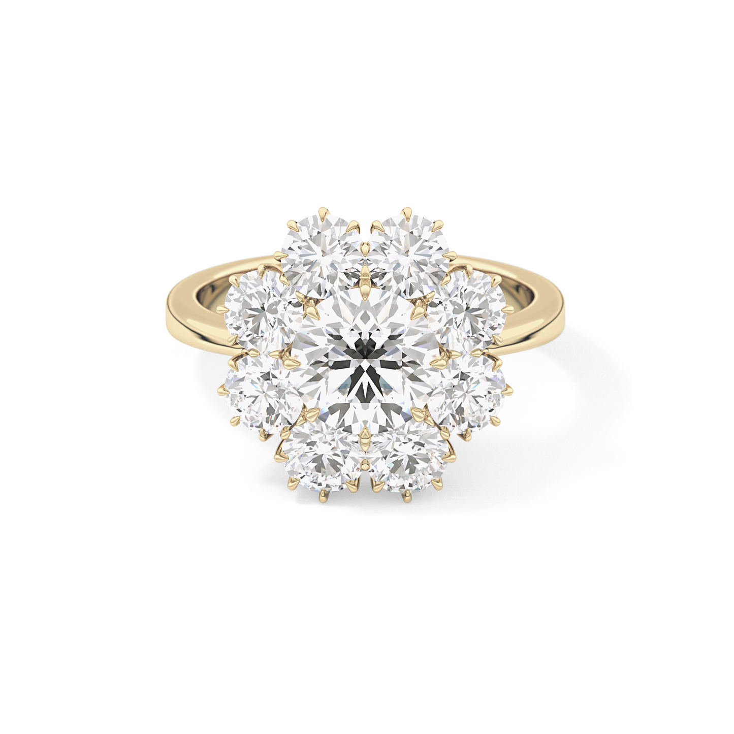 Round Cut 1.34 Carat Moissanite Ring – Halo Setting in Gold