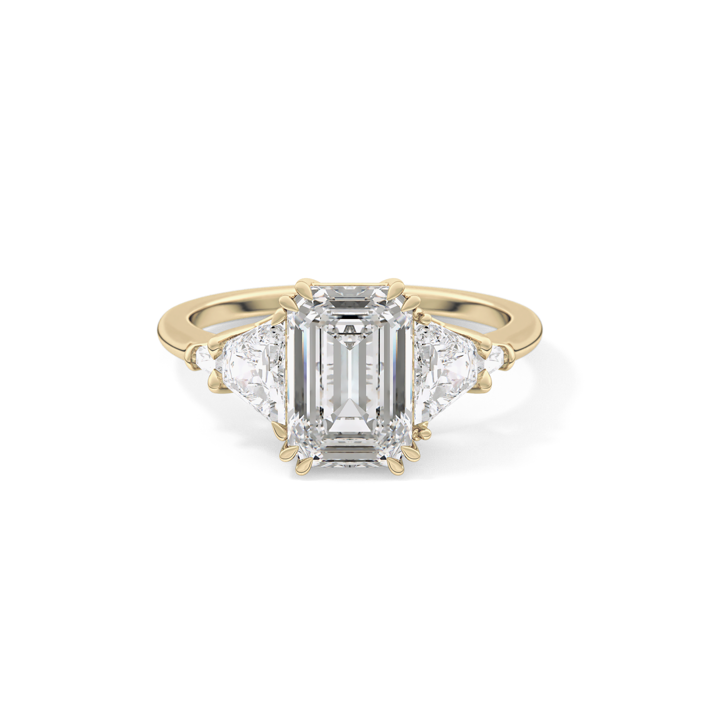 Emerald Cut 1.90 Carat Moissanite Ring – Five Stones Setting in Gold