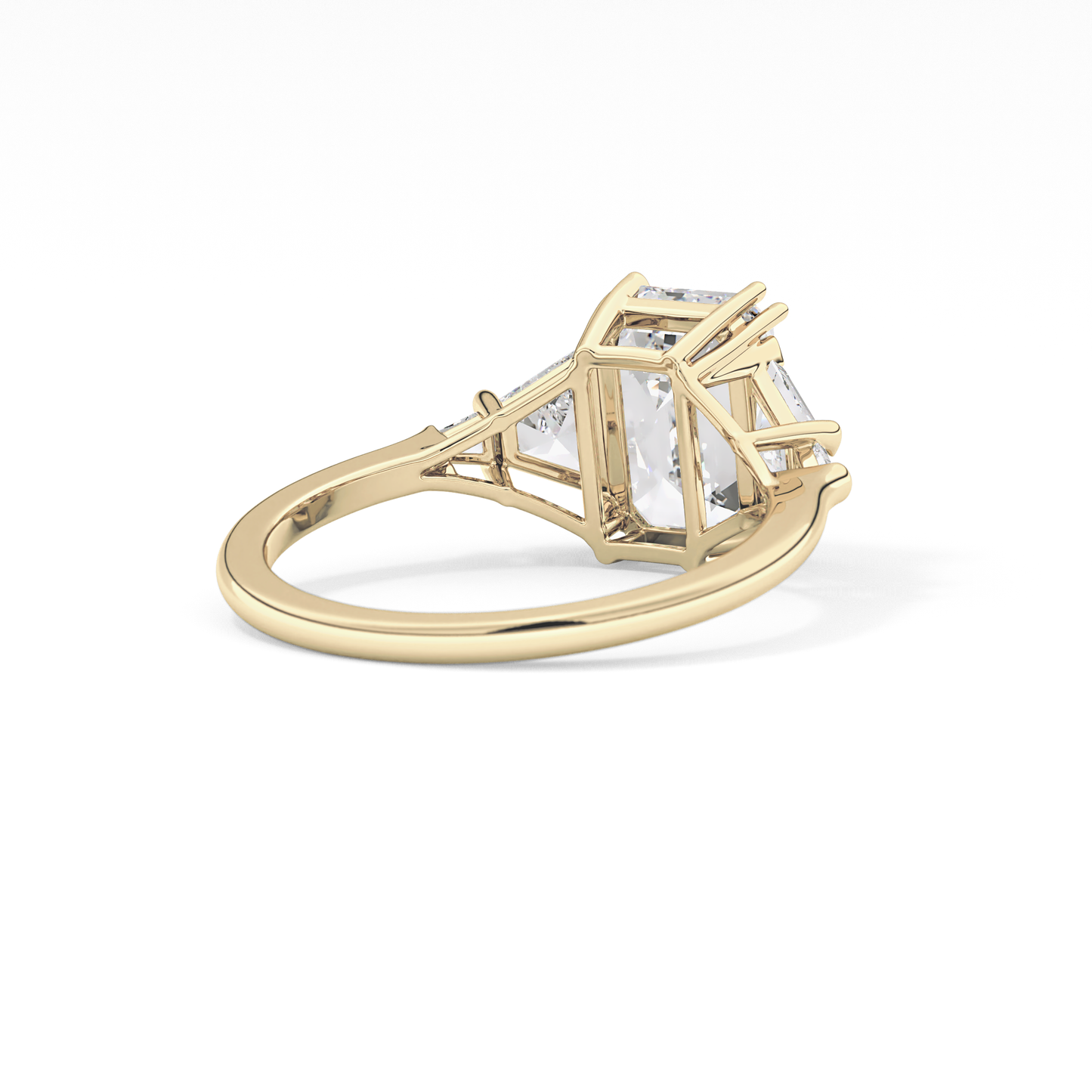Emerald Cut 1.90 Carat Moissanite Ring – Five Stones Setting in Gold