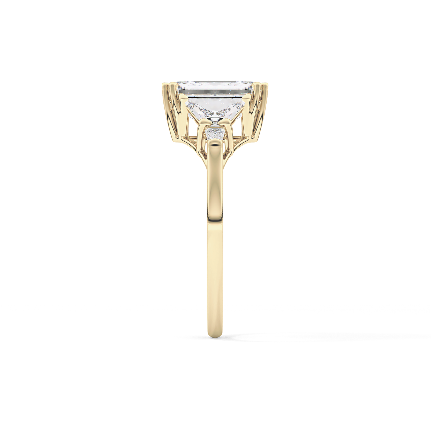 Emerald Cut 1.90 Carat Moissanite Ring – Five Stones Setting in Gold