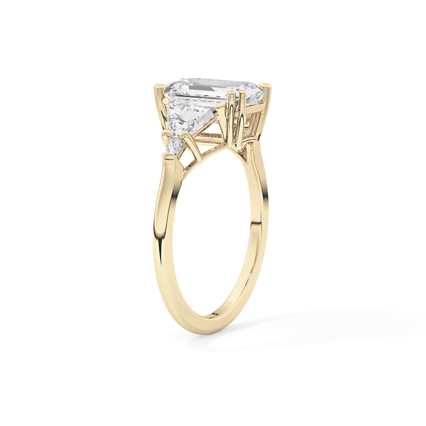 Emerald Cut 1.90 Carat Moissanite Ring – Five Stones Setting in Gold