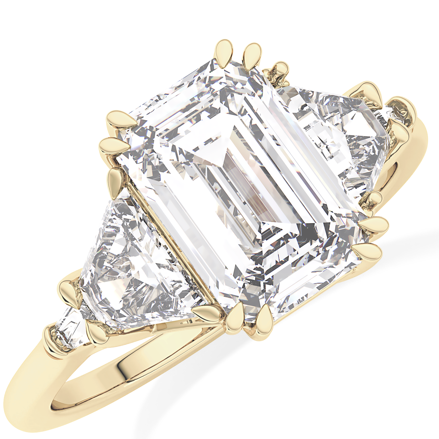 Emerald Cut 1.90 Carat Moissanite Ring – Five Stones Setting in Gold