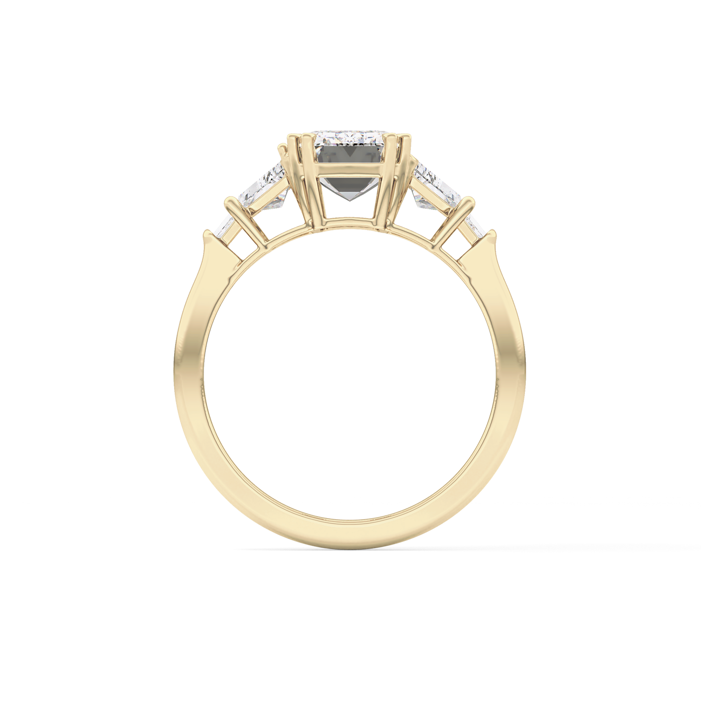 Emerald Cut 1.90 Carat Moissanite Ring – Five Stones Setting in Gold