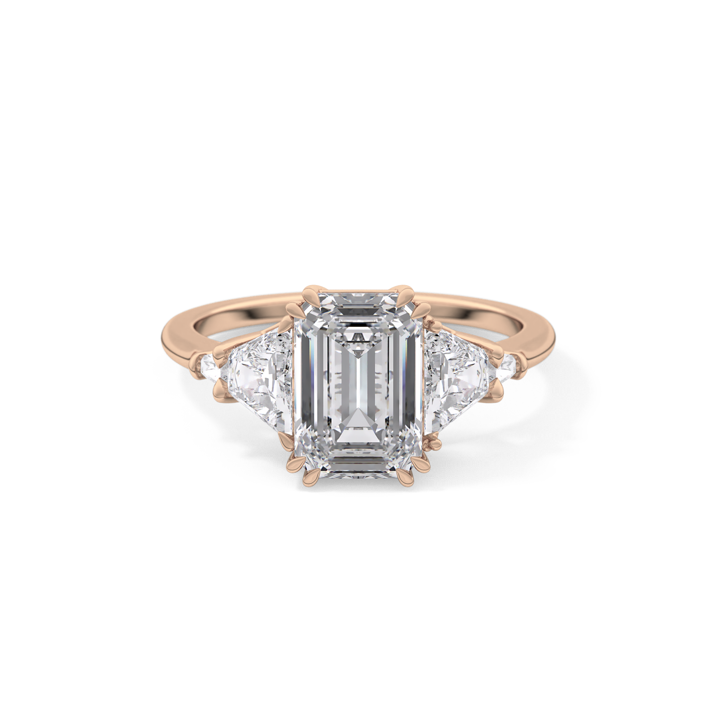 Emerald Cut 1.90 Carat Moissanite Ring – Five Stones Setting in Gold